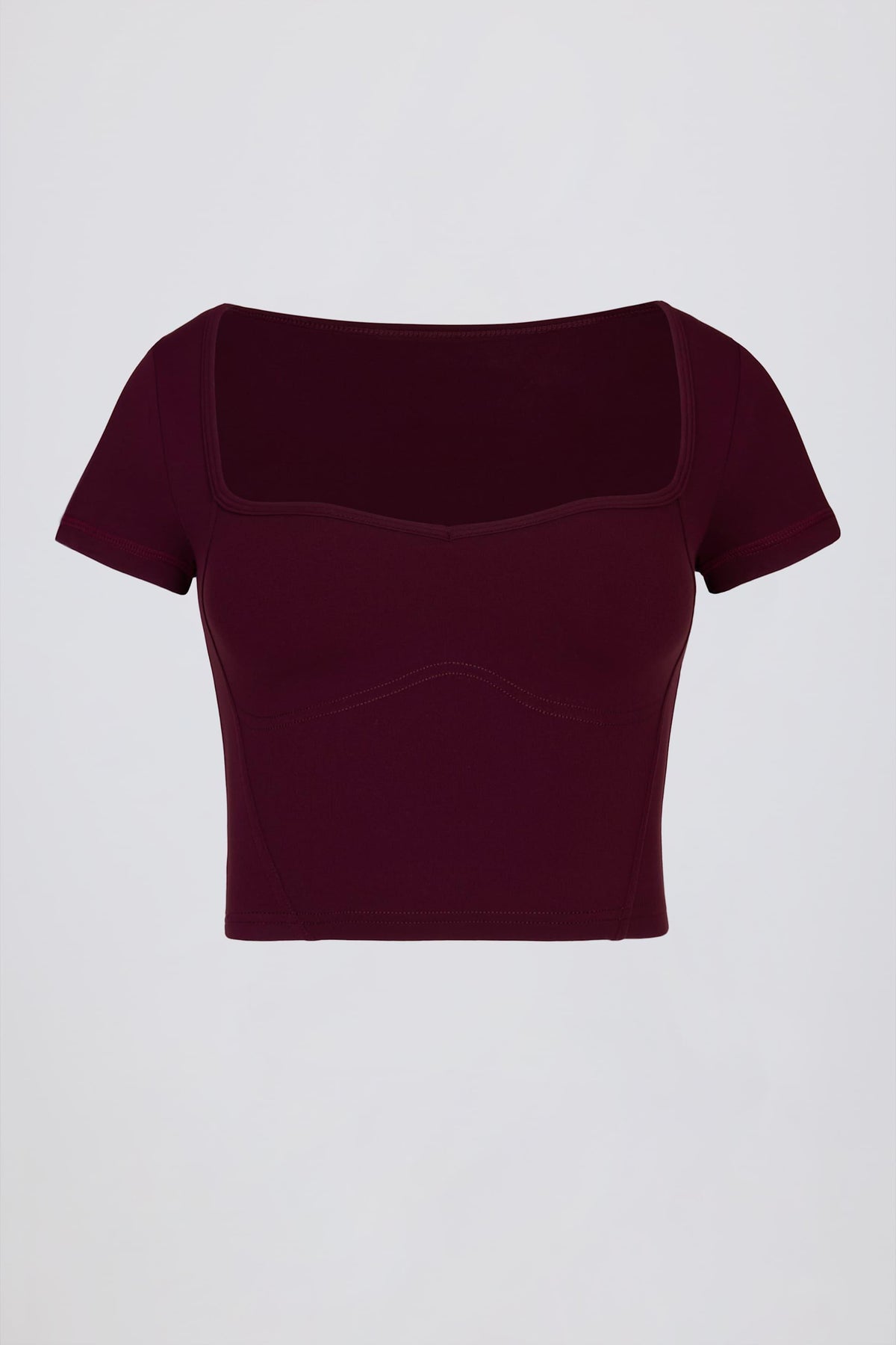 เสื้อครอปท็อปคอยนุ่ม นุ่ม สีม่วงแดง