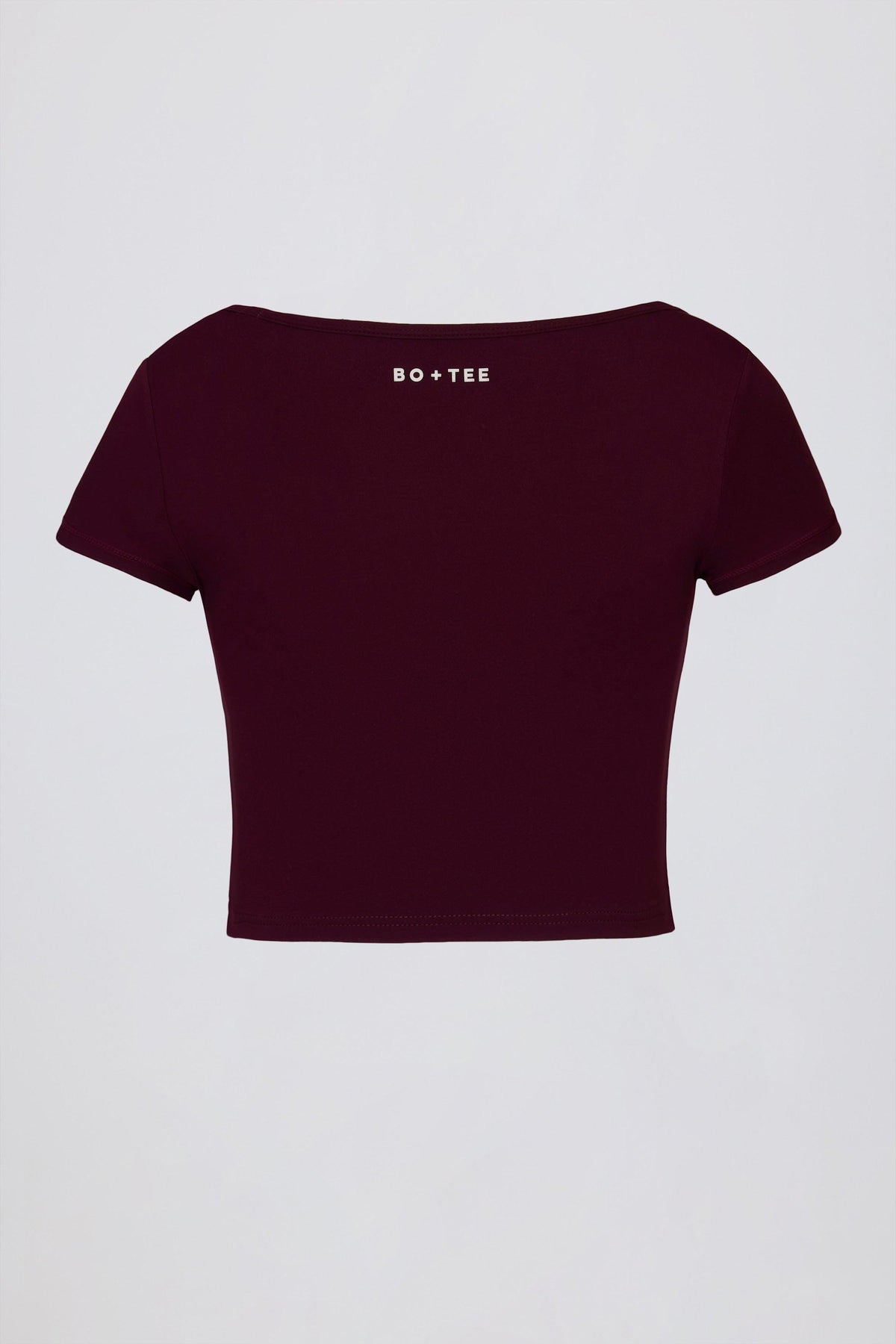 เสื้อครอปท็อปคอยนุ่ม นุ่ม สีม่วงแดง
