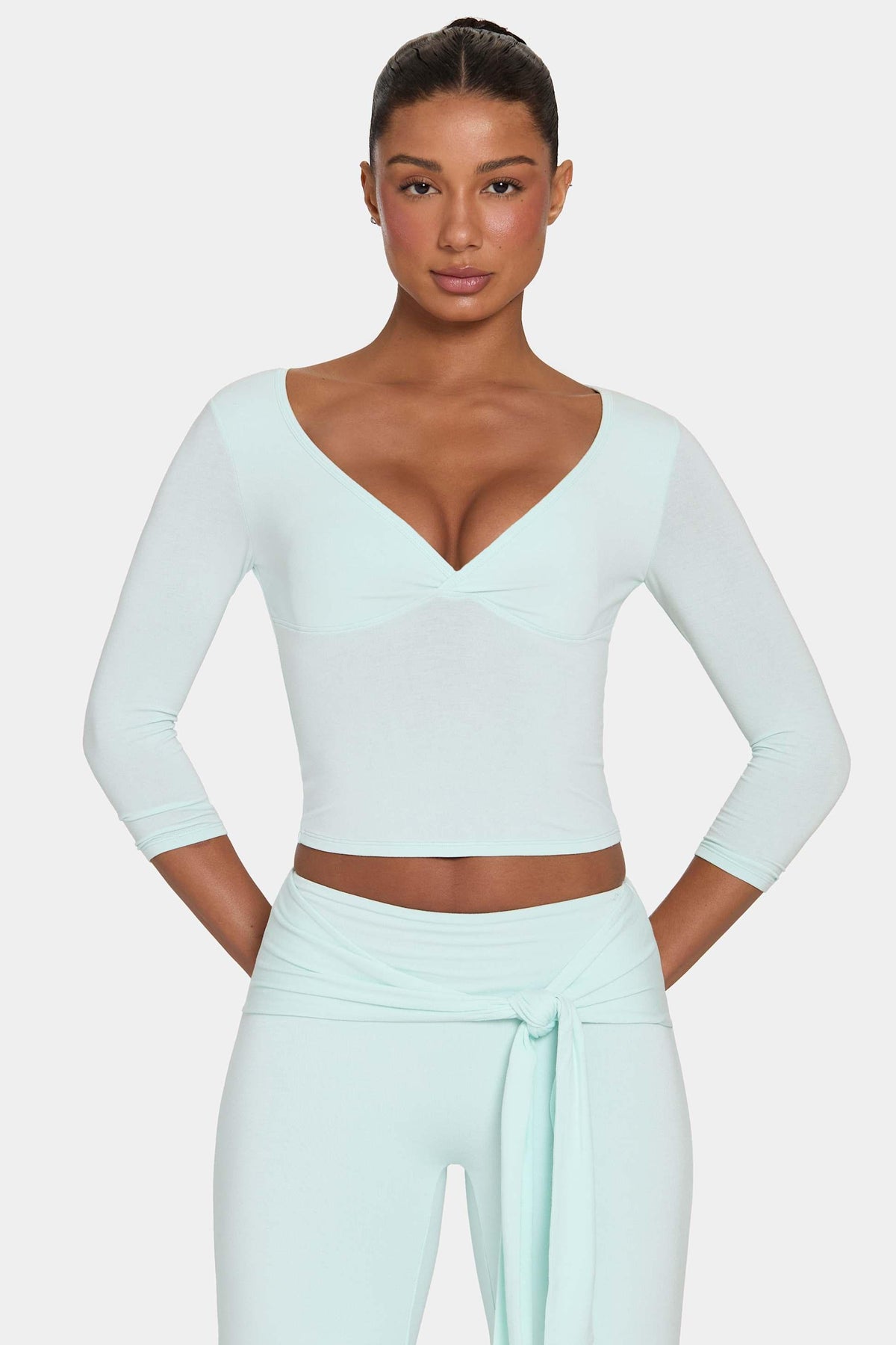 Buttercloud™ 3/4 Sleeve Top In Peppermint
