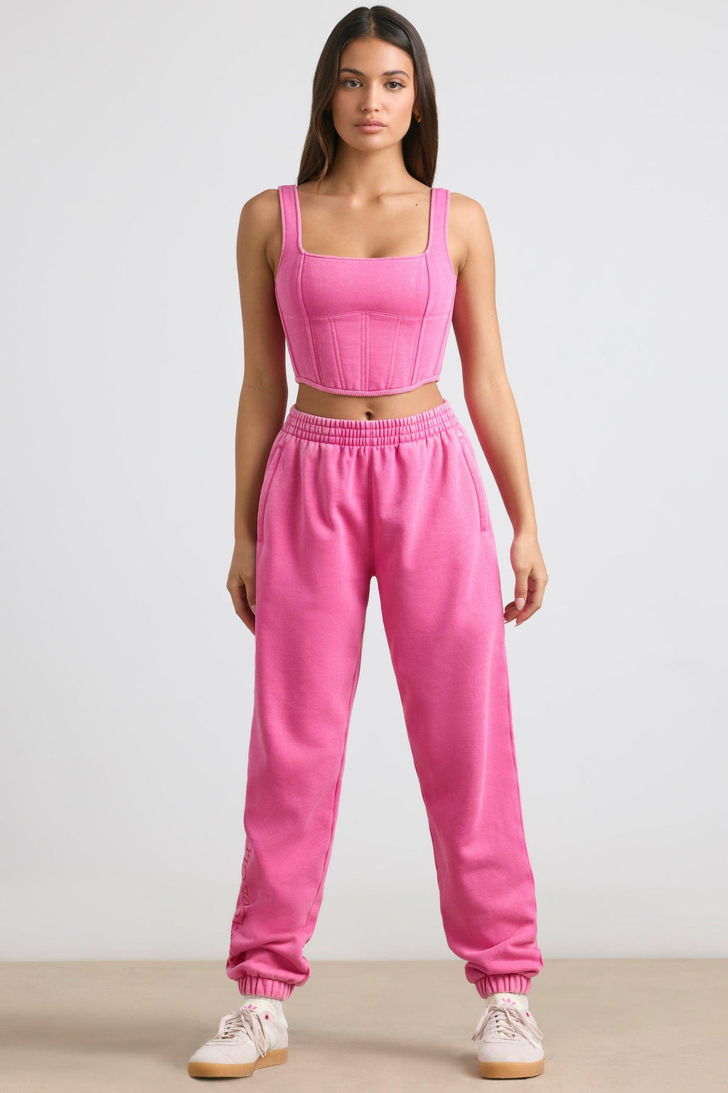 Brushed Jersey Oversized Joggers In Hot Pink