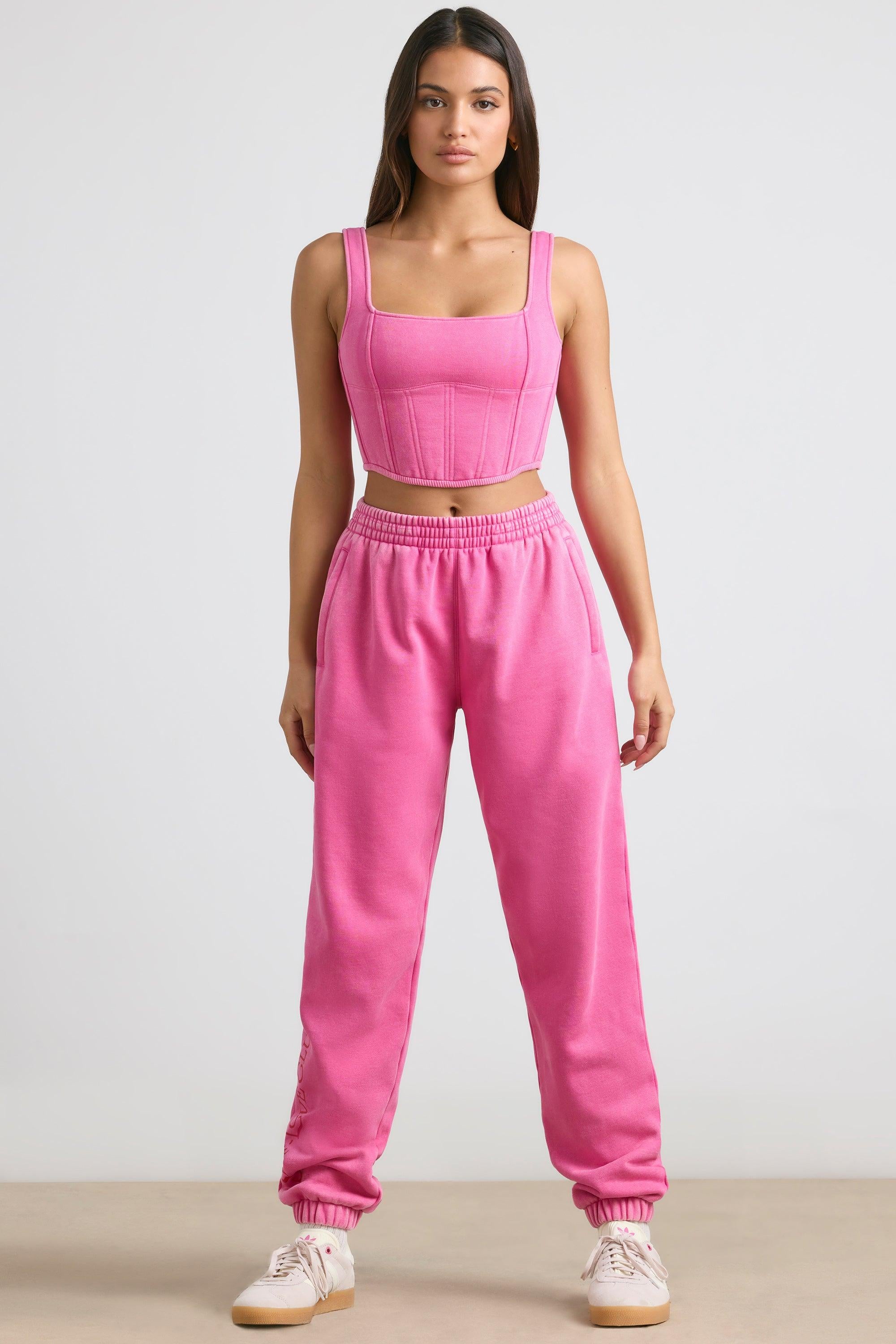 Brushed Jersey Oversized Joggers In Hot Pink