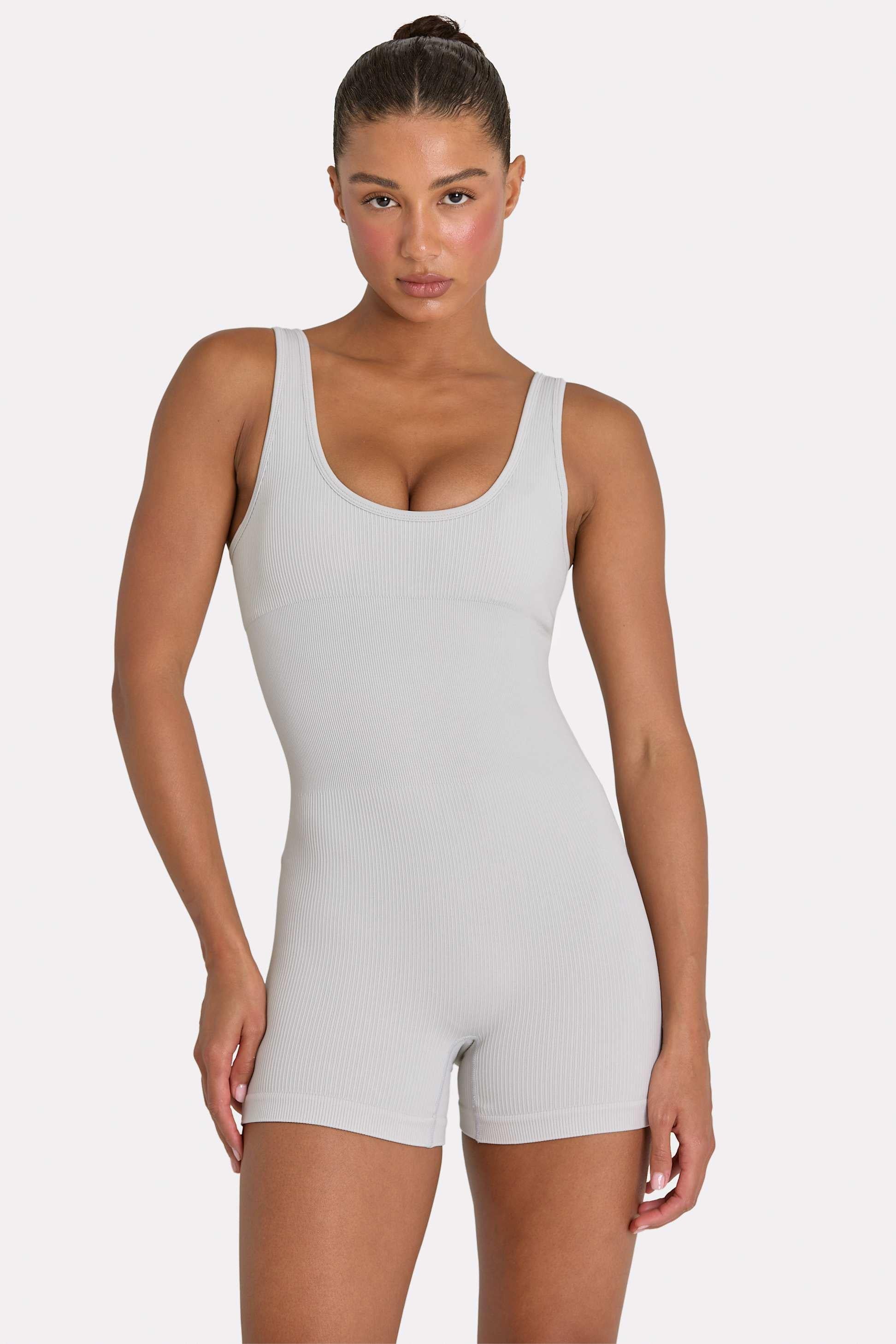 สายรัดกว้าง Unitard สีเทา