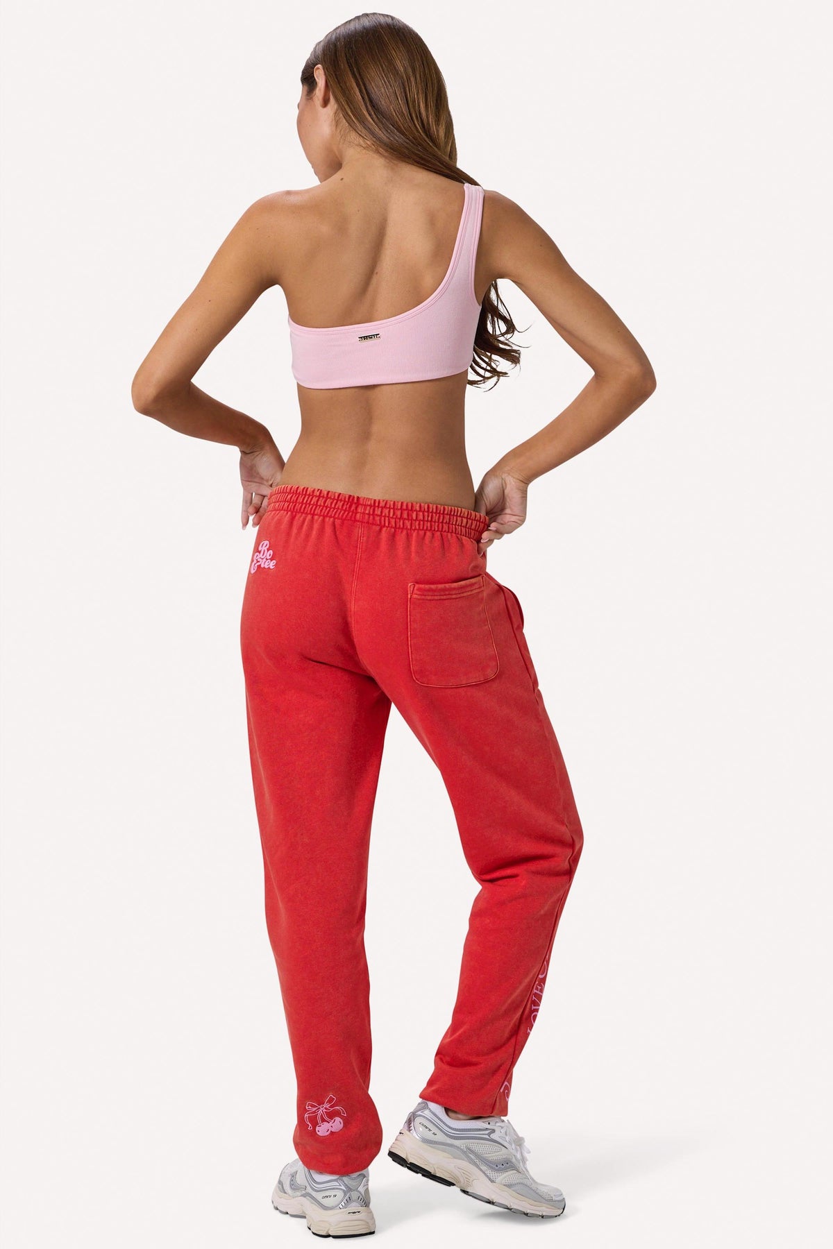 Brushed Jersey Oversized Joggers In Red