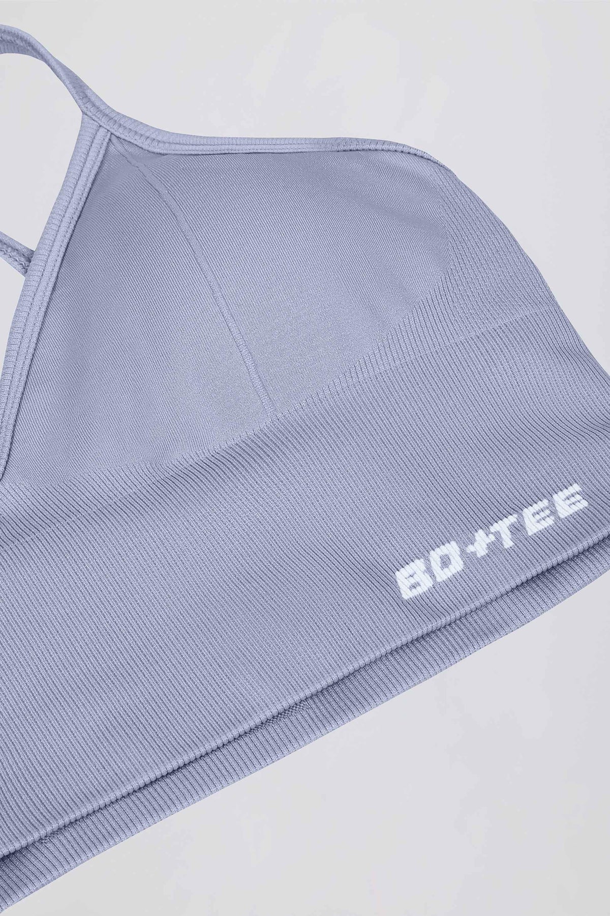 Define Luxe V-neck Sports Bra In Blue Grey