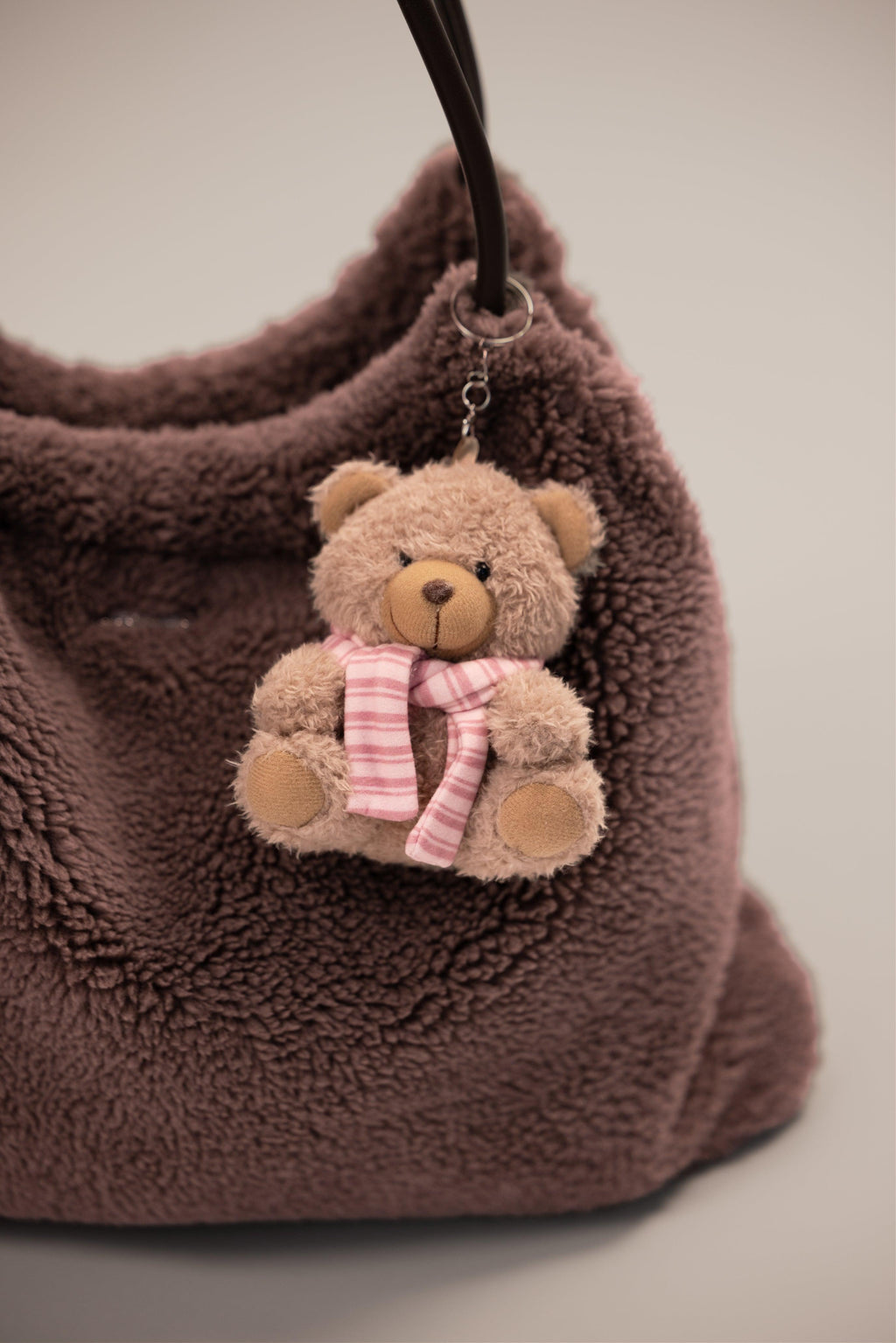 Teddy Keychain In Berry Stripe