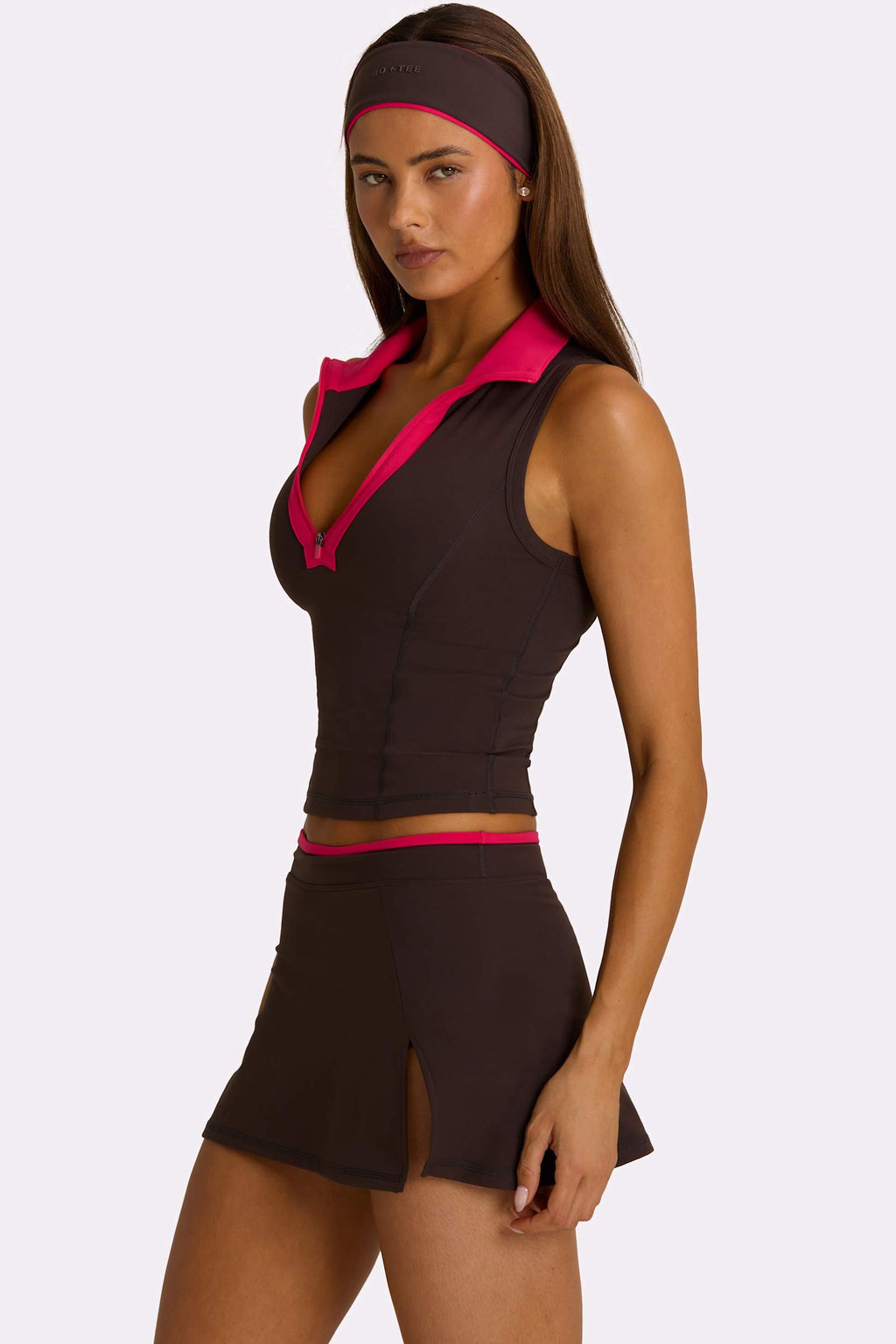 Soft Active Collared Tank Top In Truffle