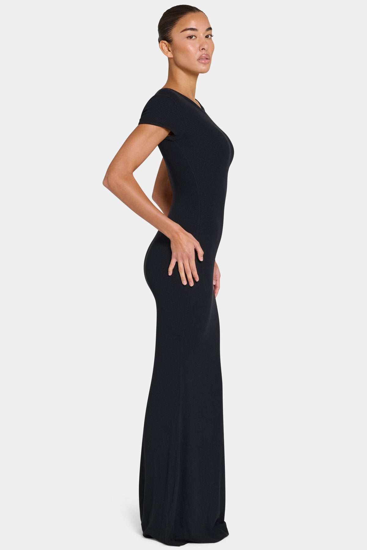 Buttercloud™ Cap Sleeve Maxi Dress In Black