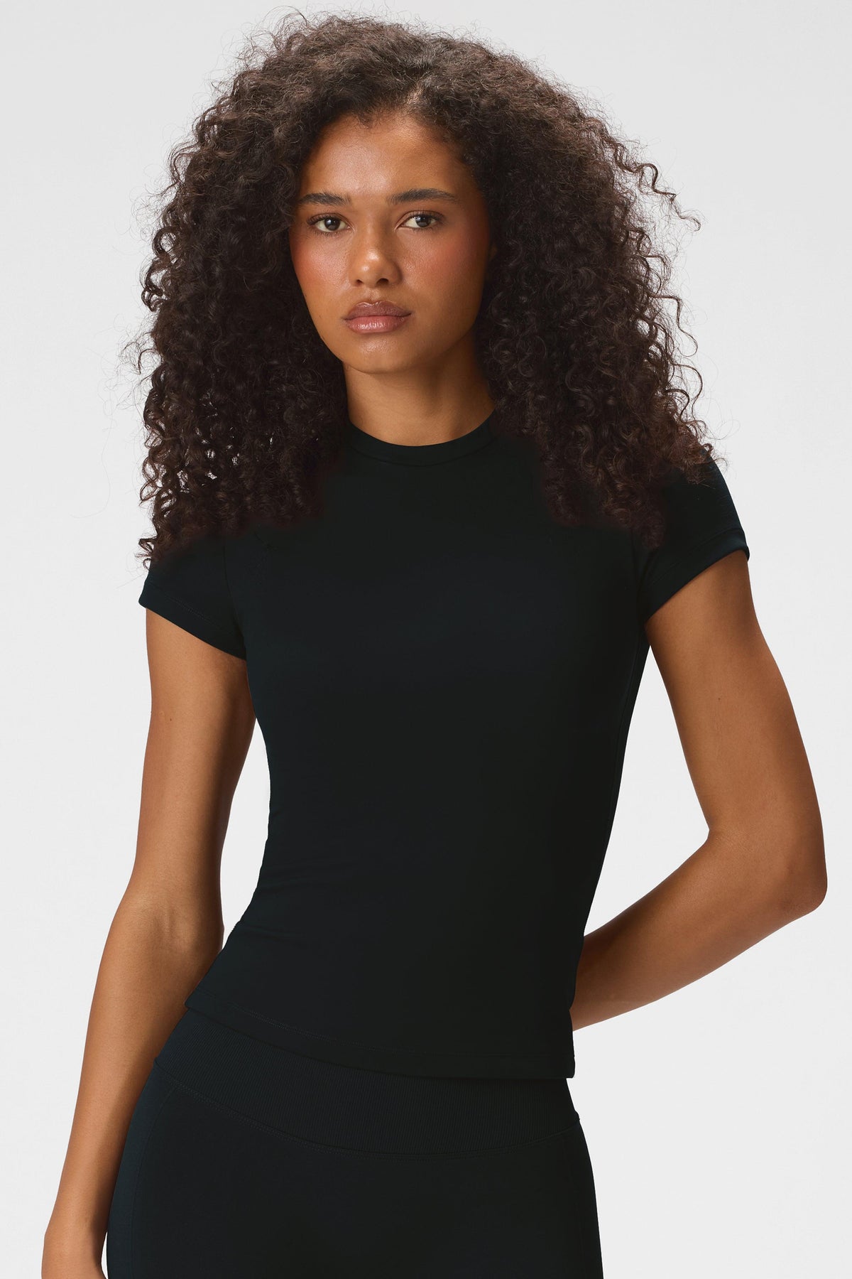Soft Active Short Sleeve Top in Black