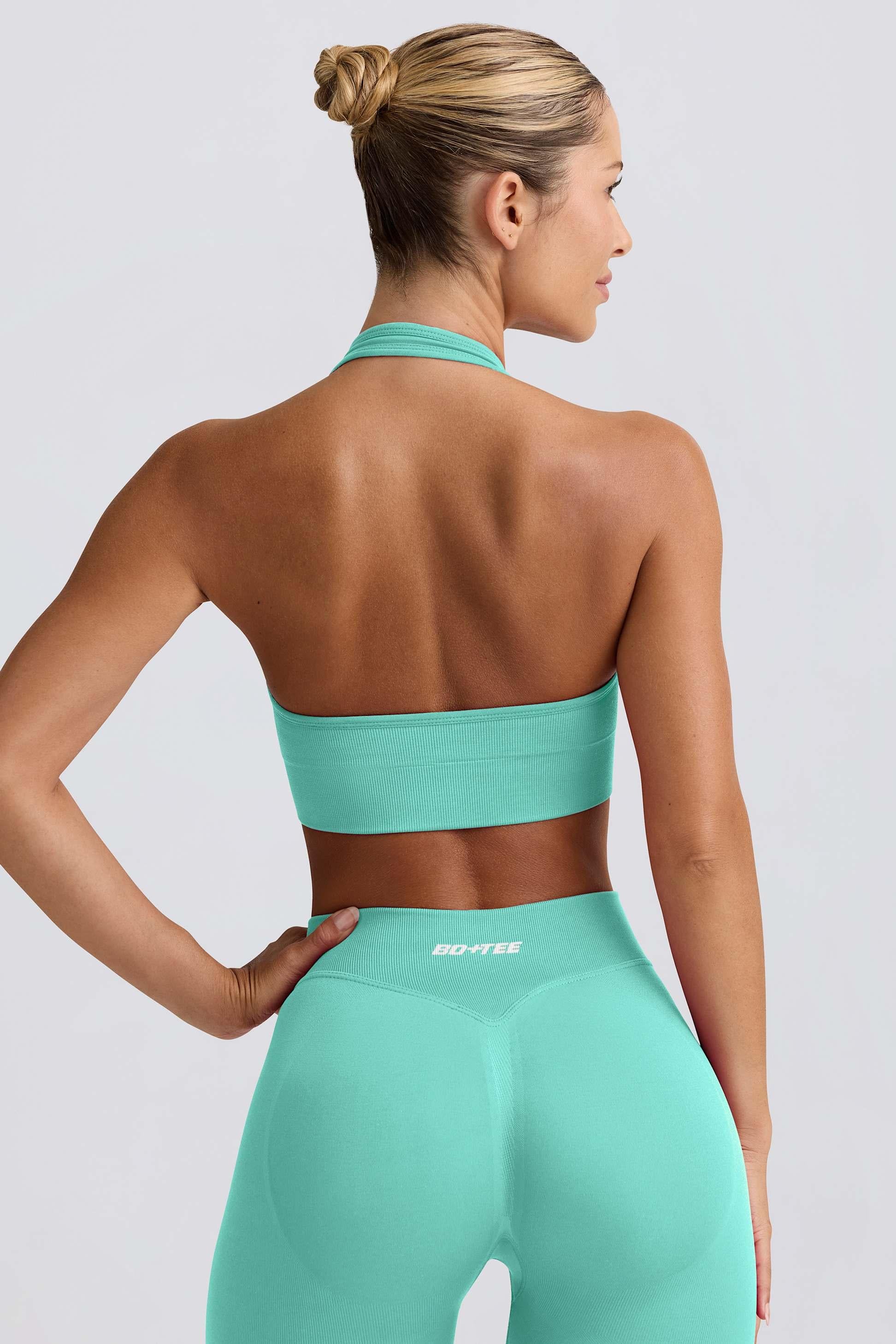 Define Luxe Halterneck Sports Bra In Mint