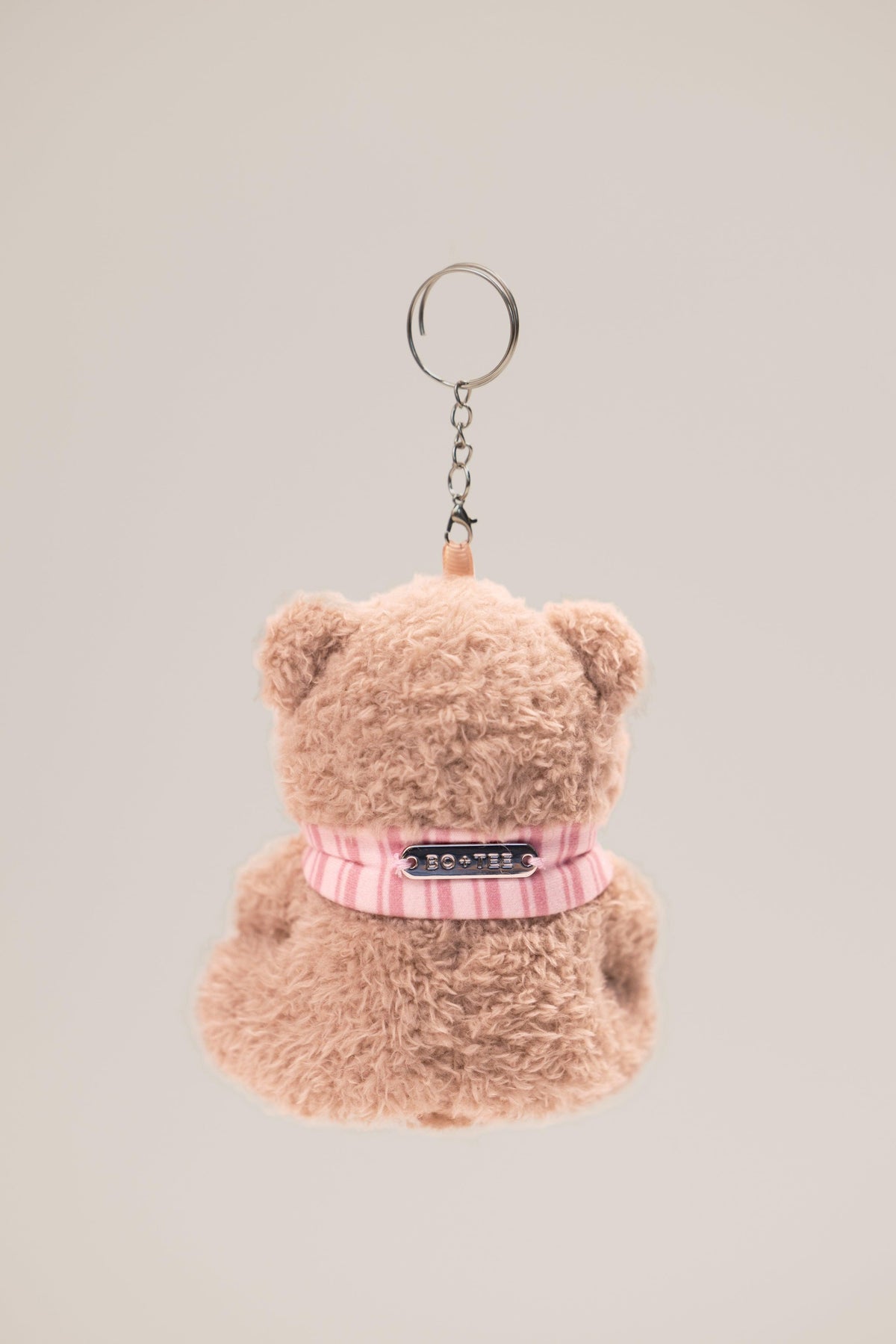 Teddy Keychain In Berry Stripe