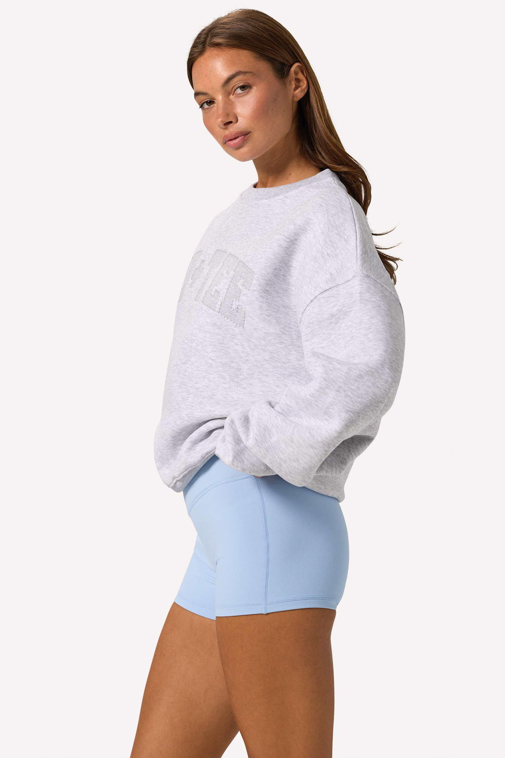 Oversized Crew-neck Jumper In Grey Marl