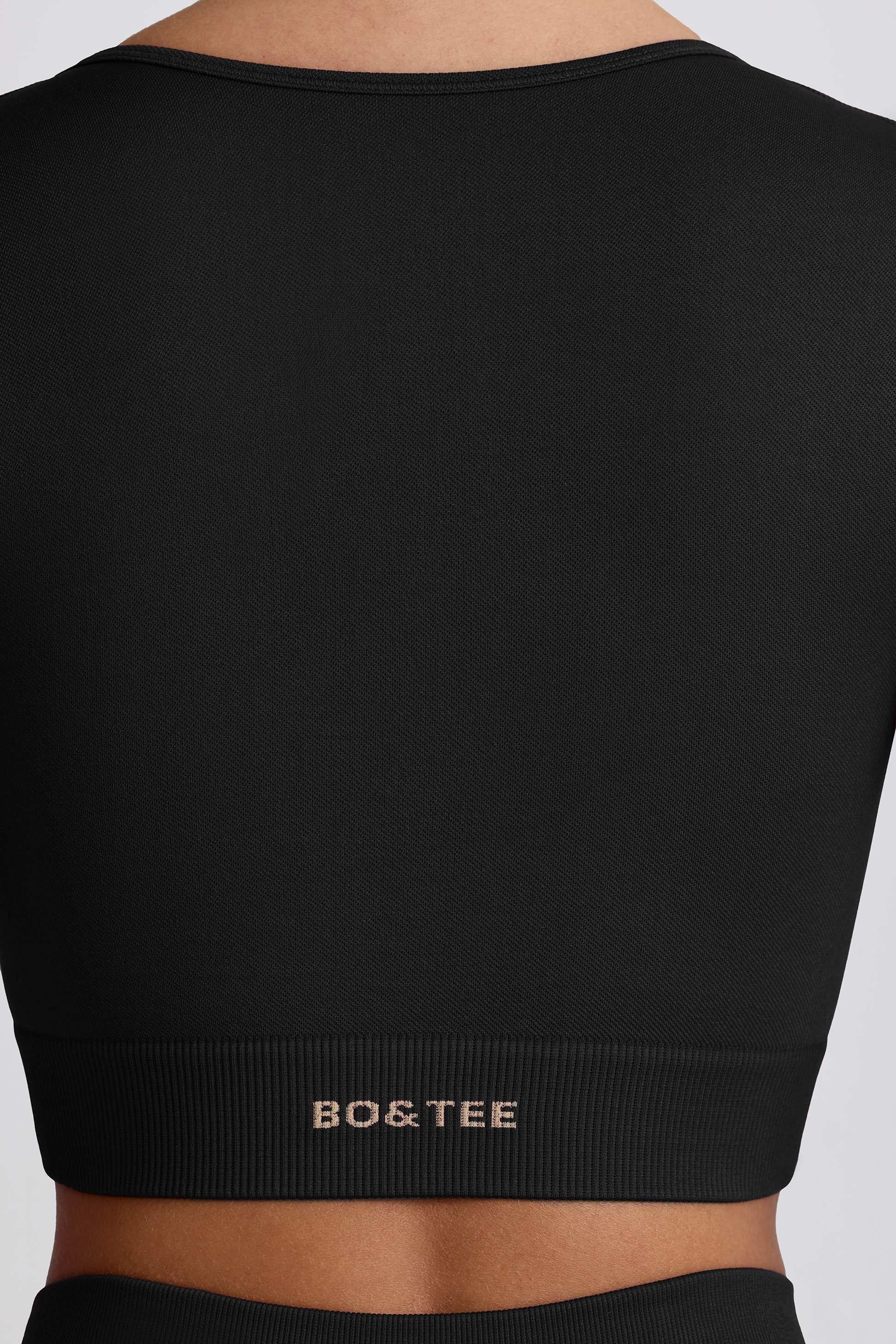 เสื้อครอปท็อปแขนยาวไร้รอยต่อ Super Sculpt สีดำ