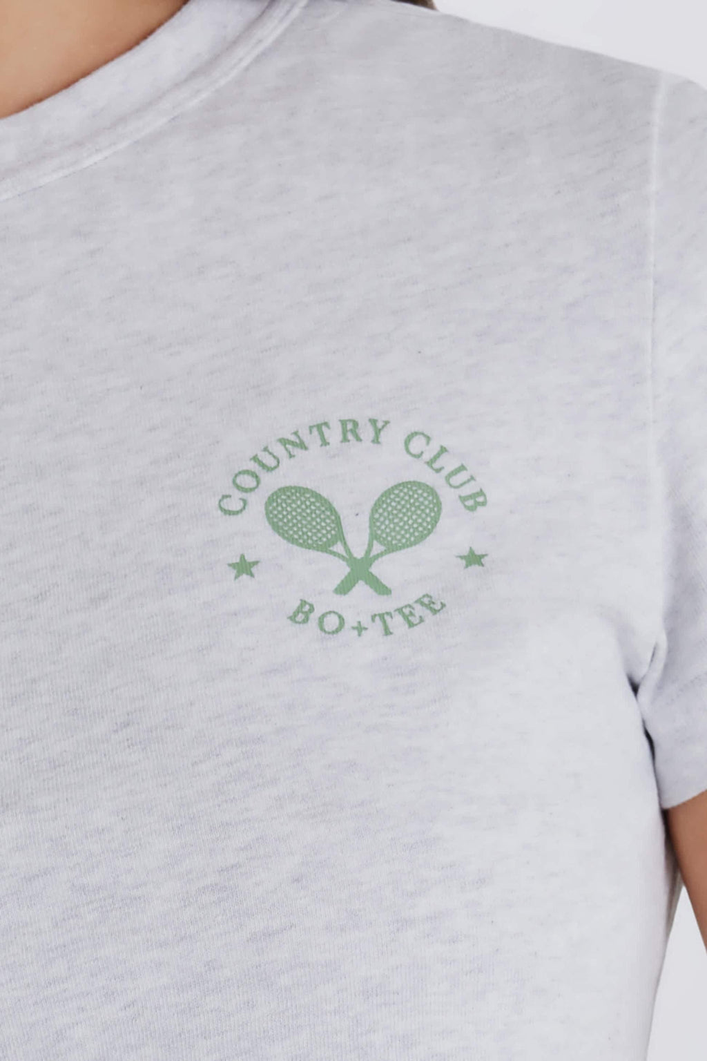 Cropped Graphic T-shirt In Grey Marl