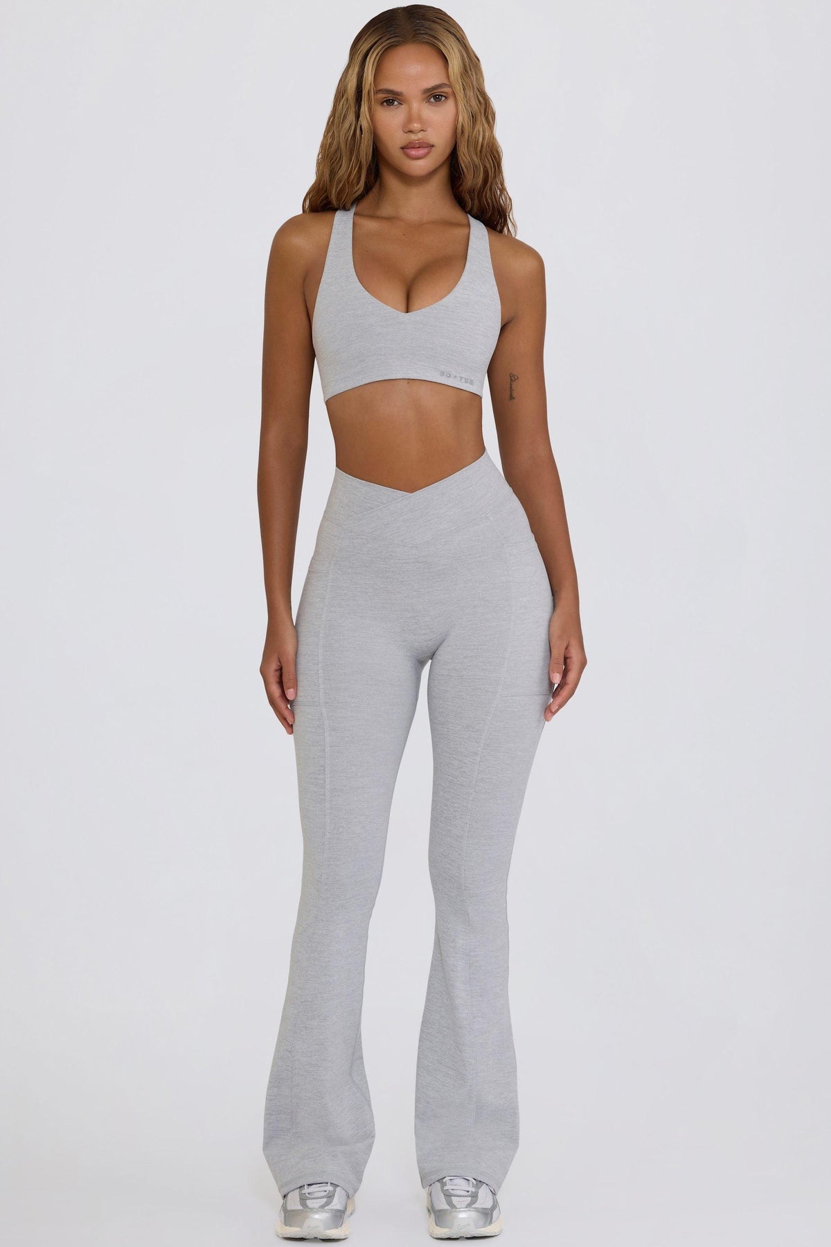 Soft Active V-waist Flared Leggings In Grey