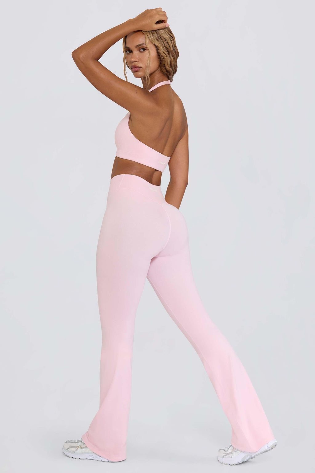 Brushed Jersey Ruched Flared Trousers In Bloom