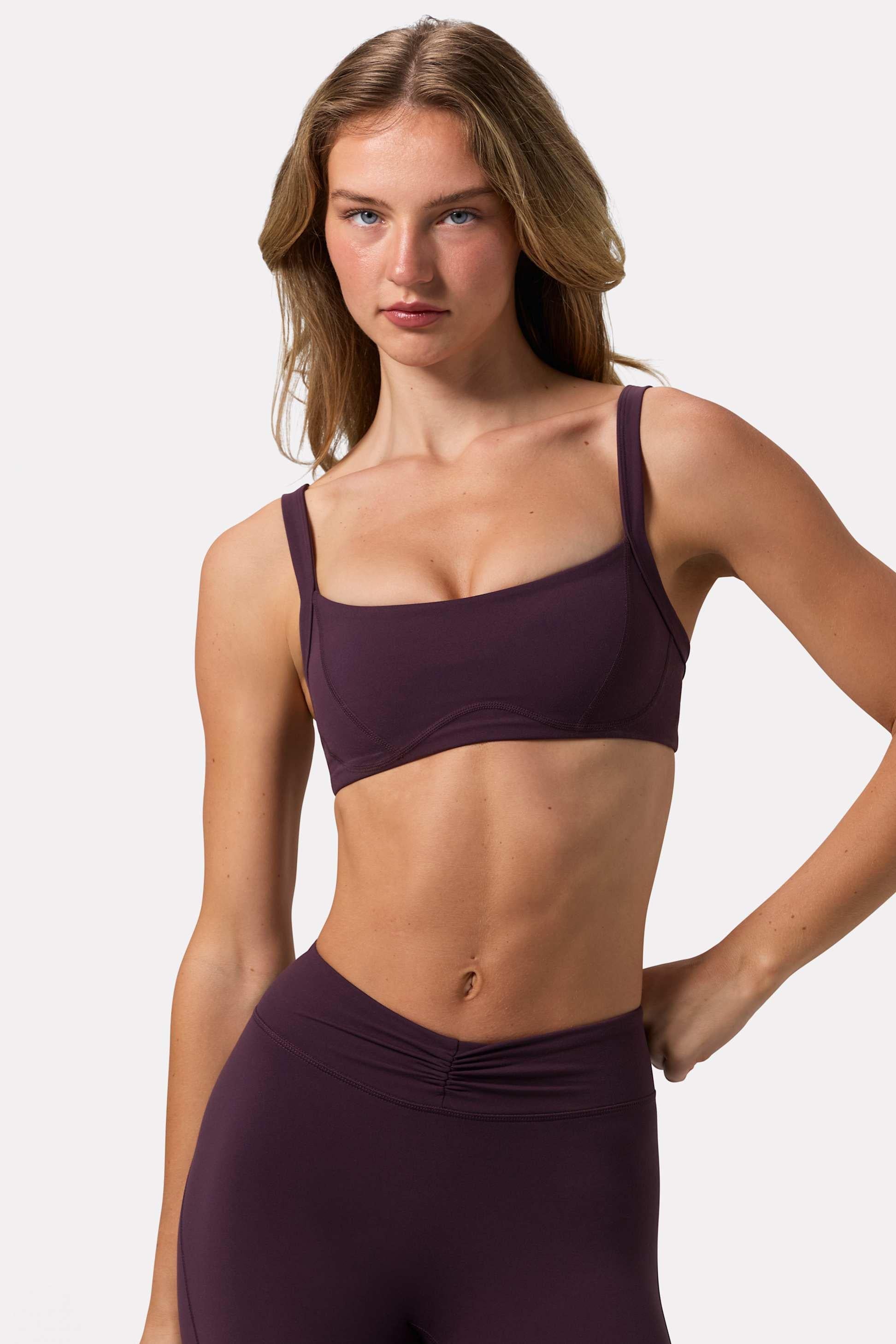 Soft Active Seam-detail Sports Bra In Plum