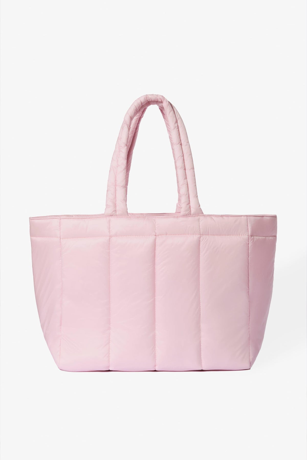 Waterproof Puffer Tote Bag In Powder Pink