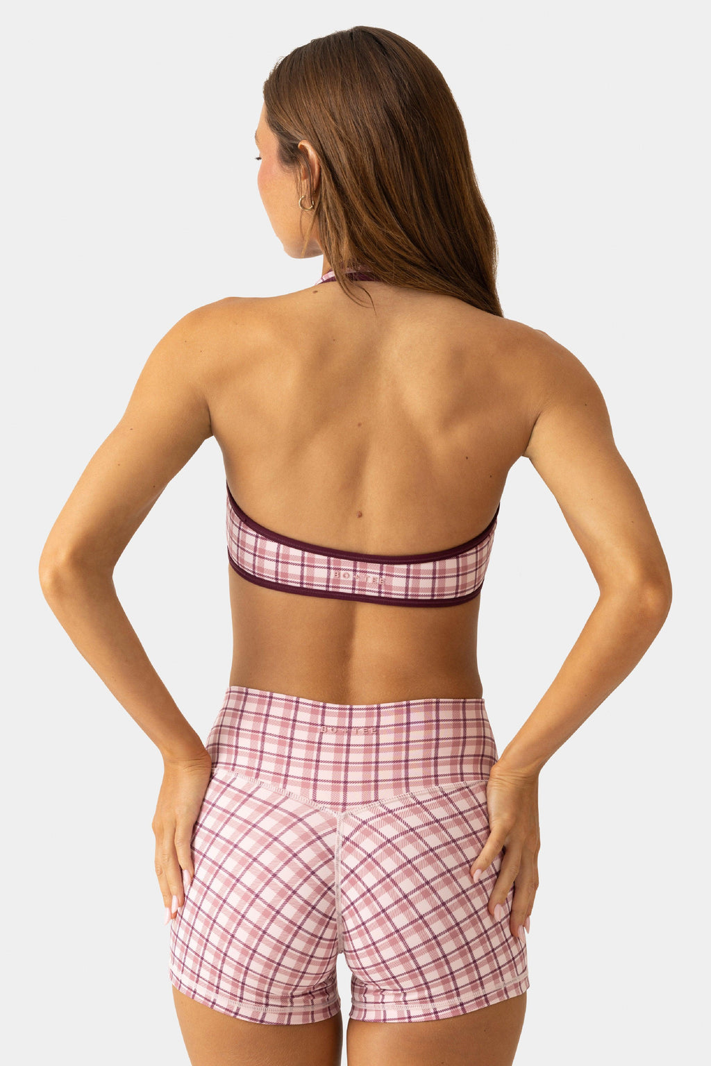 Soft Active Mini Shorts In Mauve Plaid