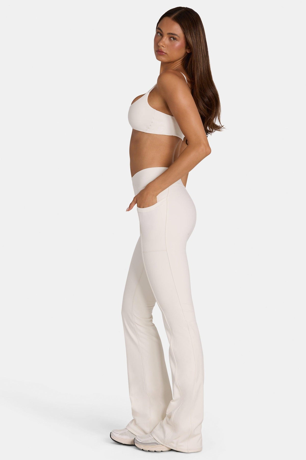 Soft Active V-waist Flared Leggings In Coconut