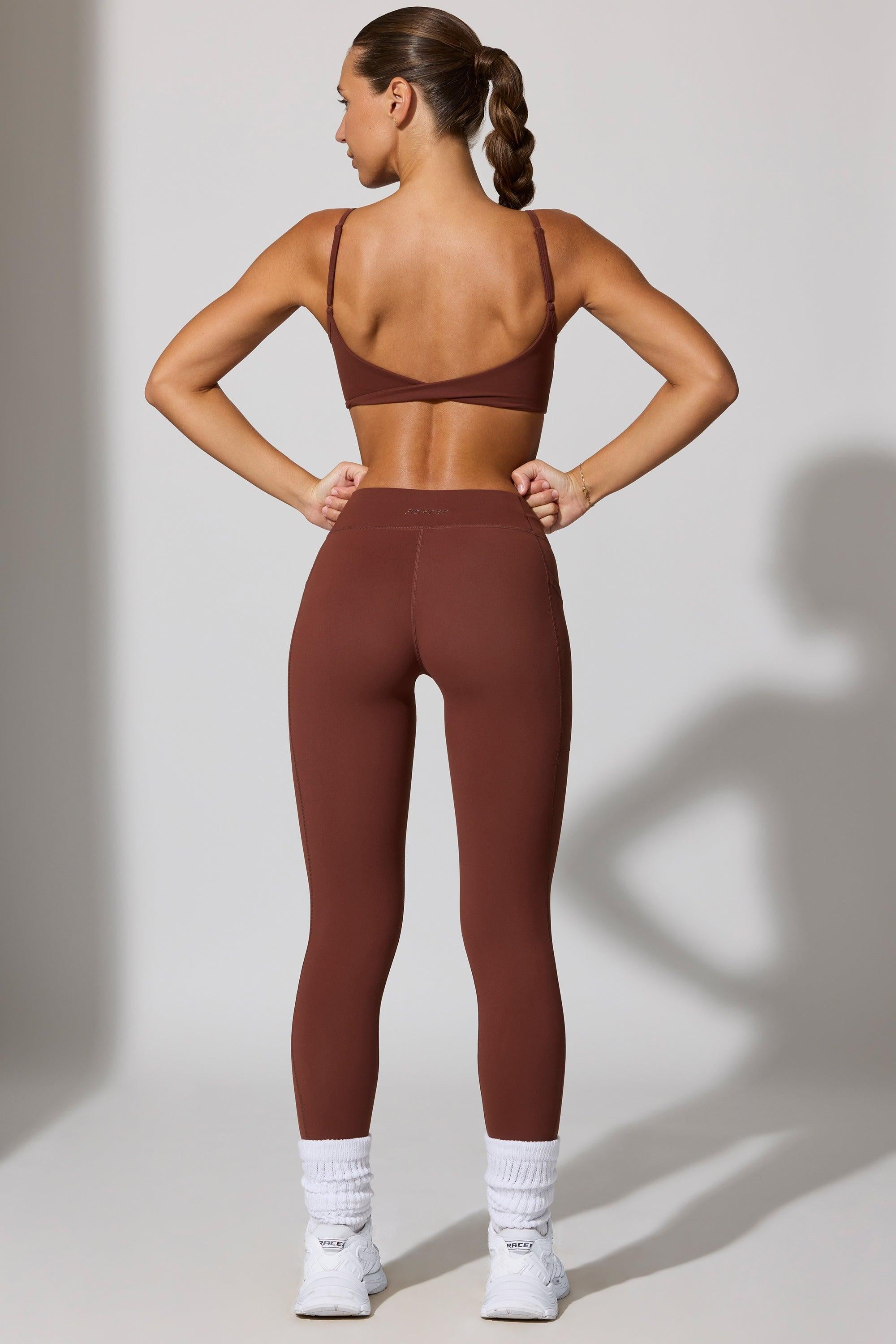 Full Length Leggings With Pockets In Brown