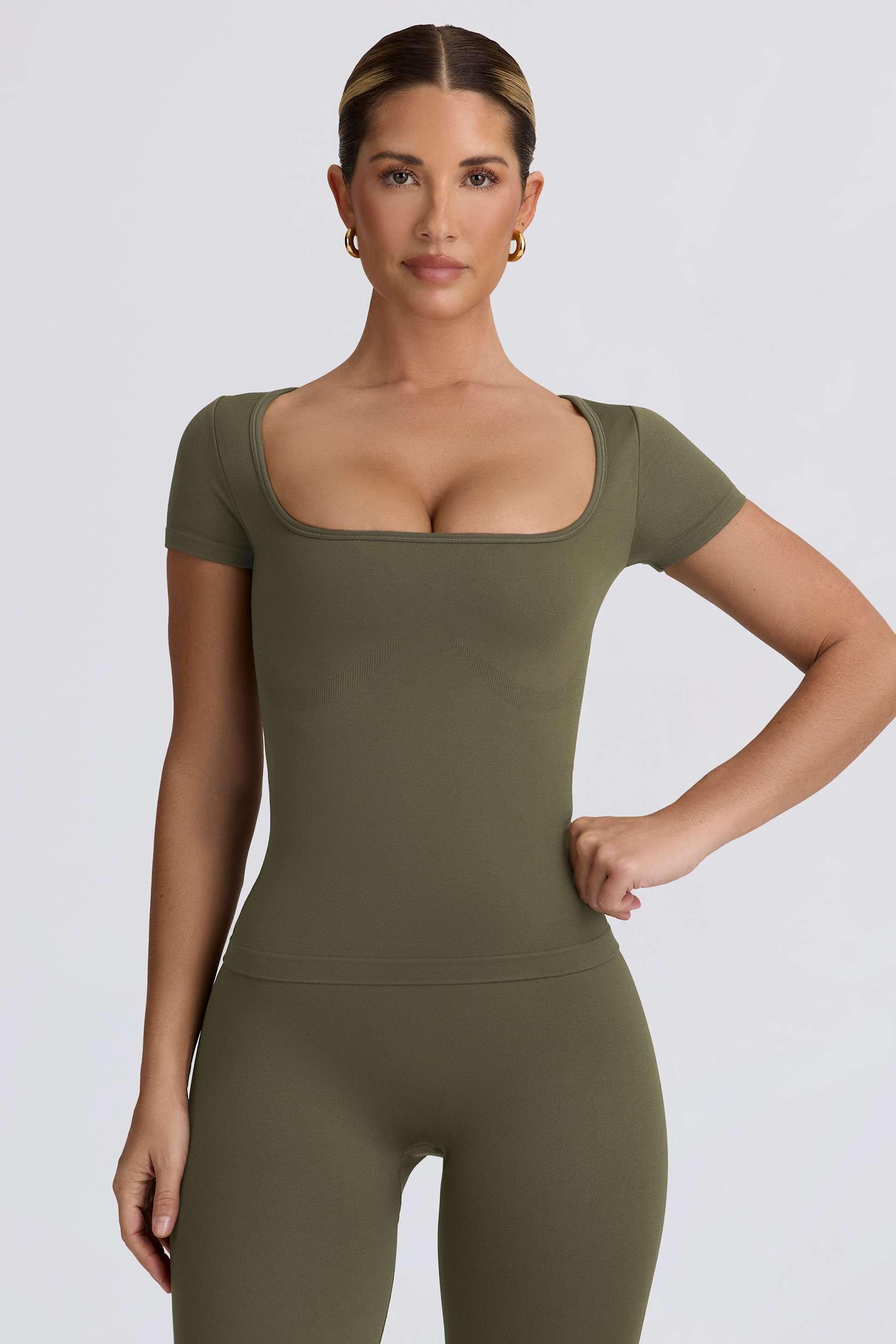 เสื้อยืดไม่มีรอยต่อ Super Sculpt สีเขียวอ่อน