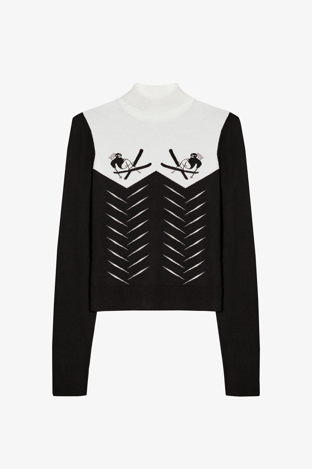 Knit Long-sleeve Fitted Top In Black