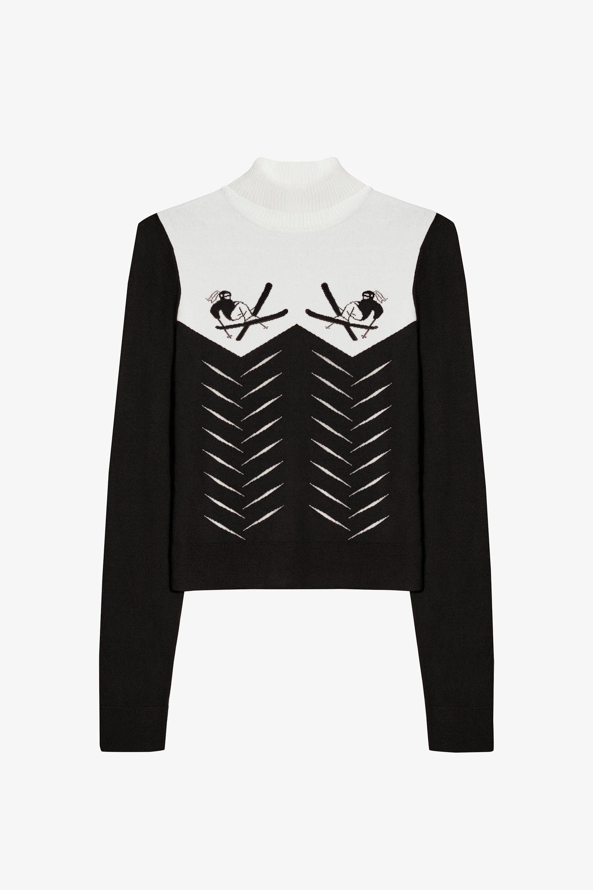 Knit Long-sleeve Fitted Top In Black