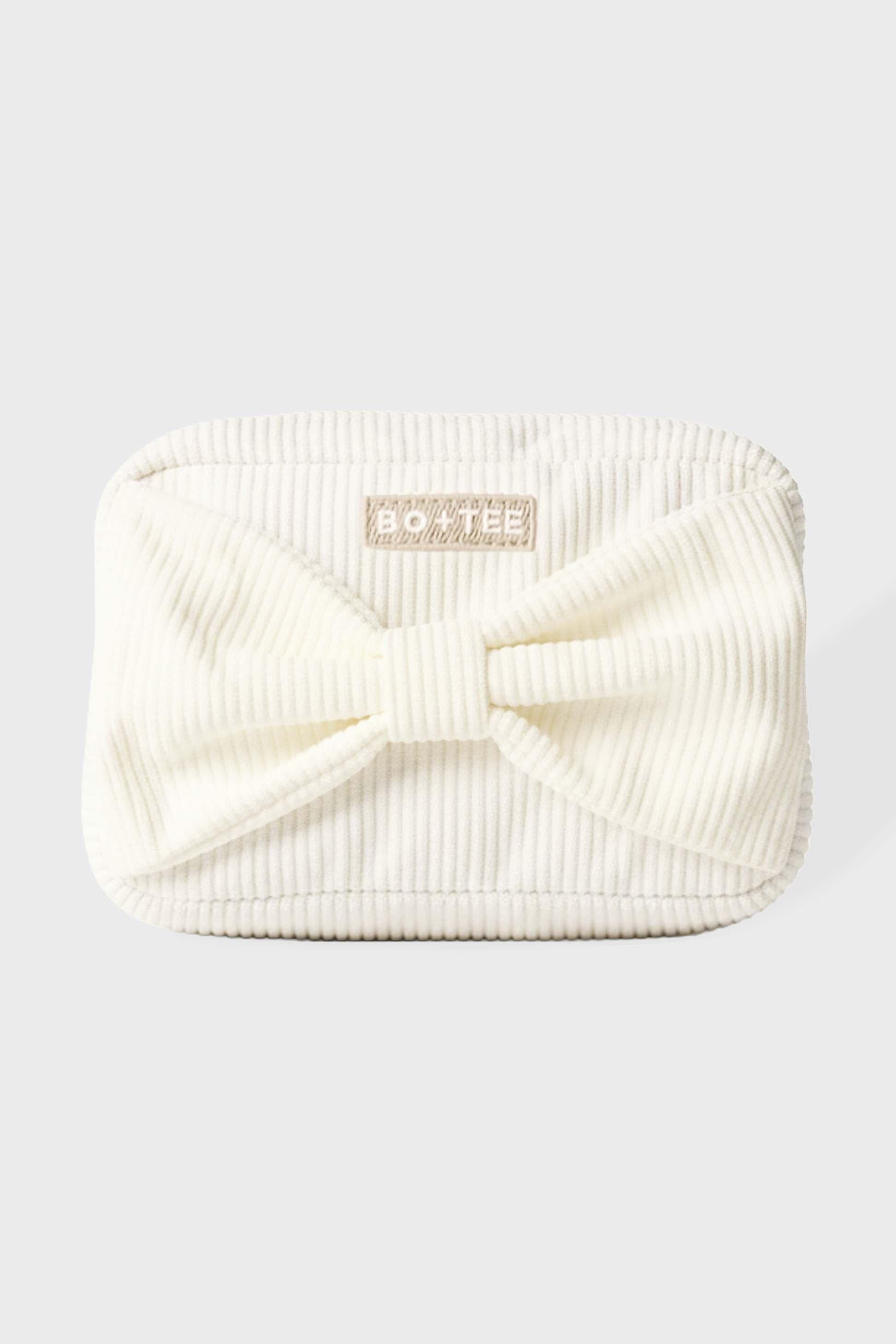 Corduroy Bow Makeup Bag In Coconut