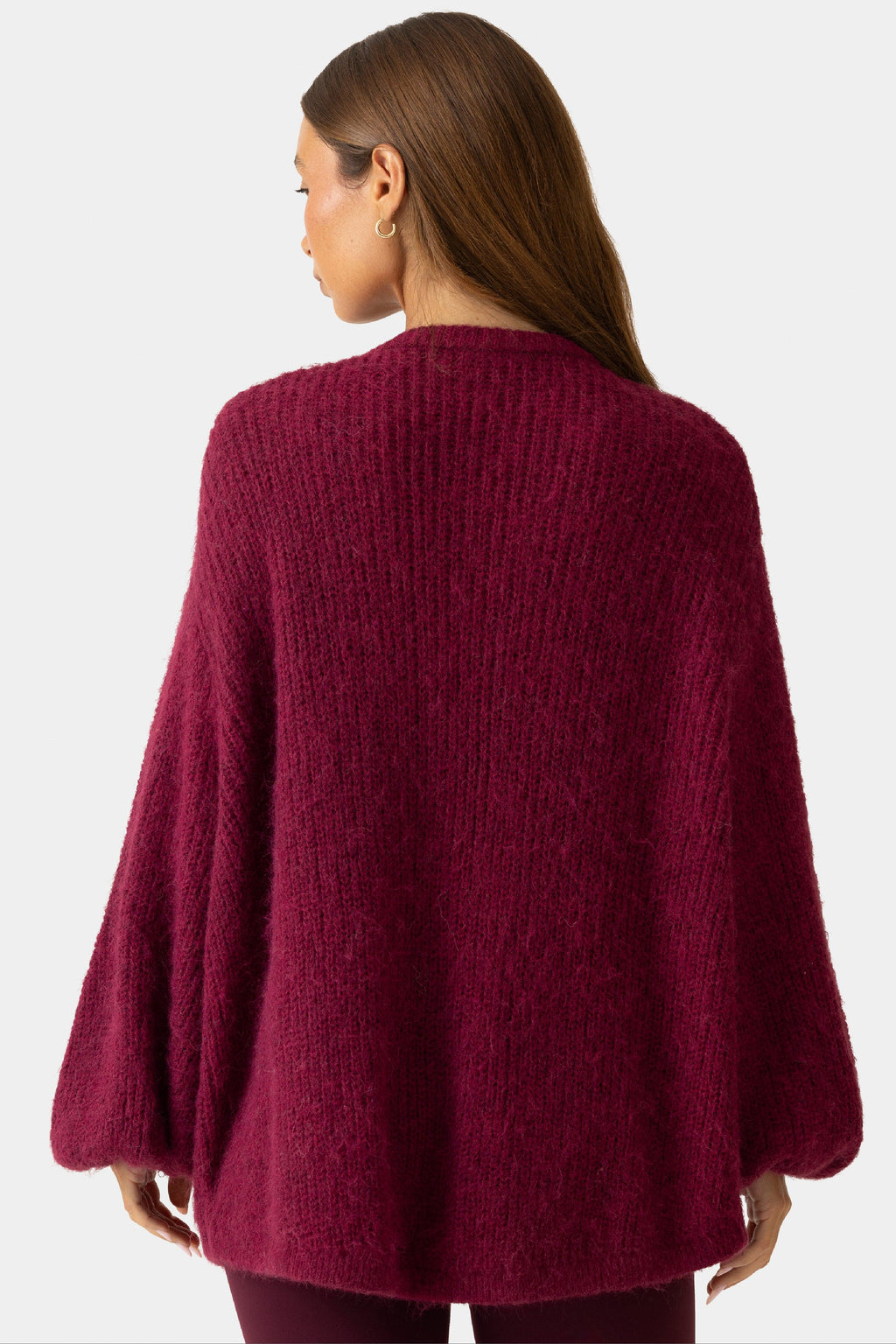 Soft Knit Cardigan In Burgundy