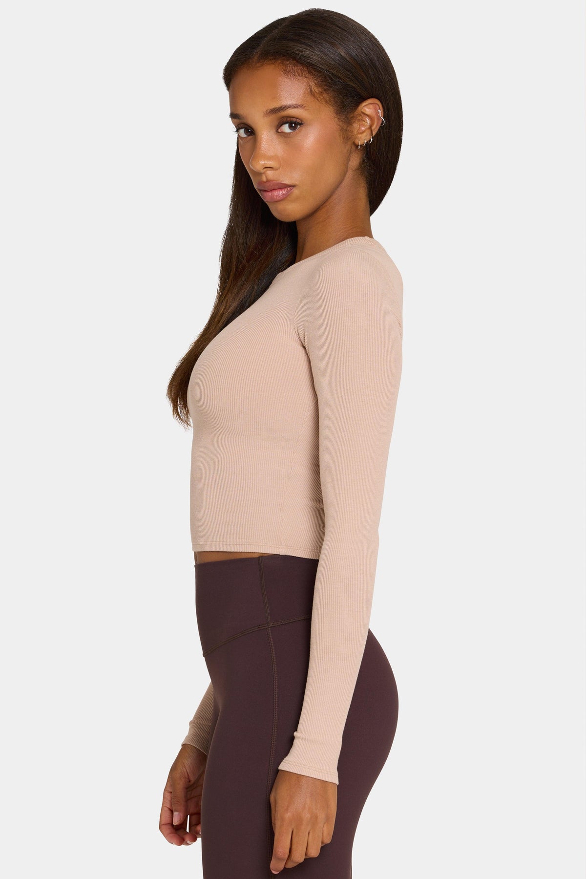 Buttercloud™ Long-sleeve Crop Top In Oatmeal