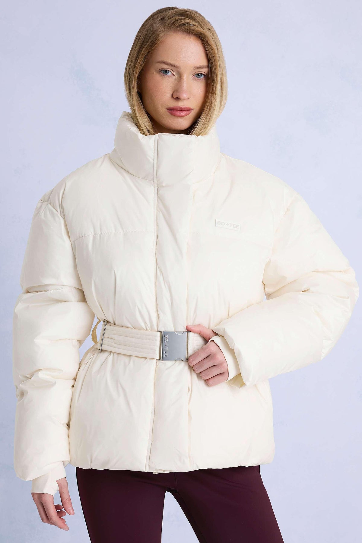 Waterproof Belted Oversized Ski Jacket In Ice