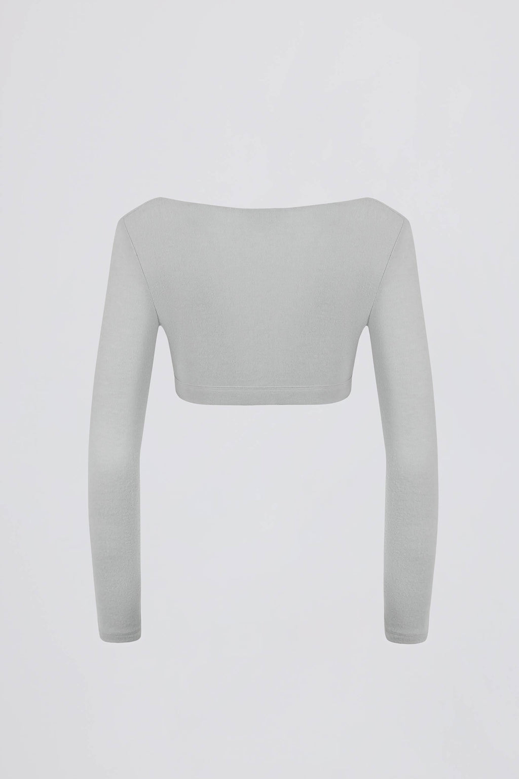 Brushed Jersey V-neck Crop Top In Fog Grey