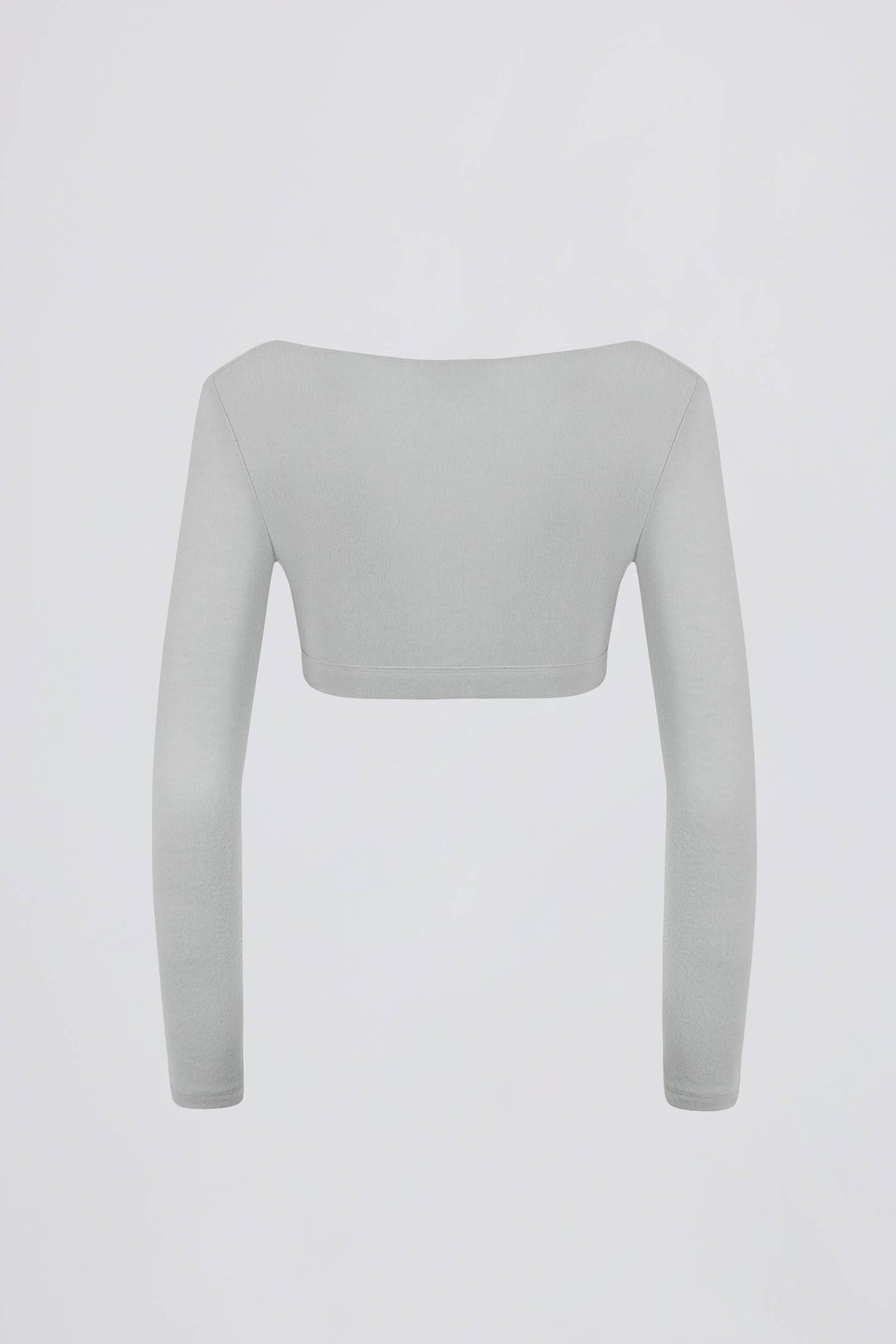 Brushed Jersey V-neck Crop Top In Fog Grey