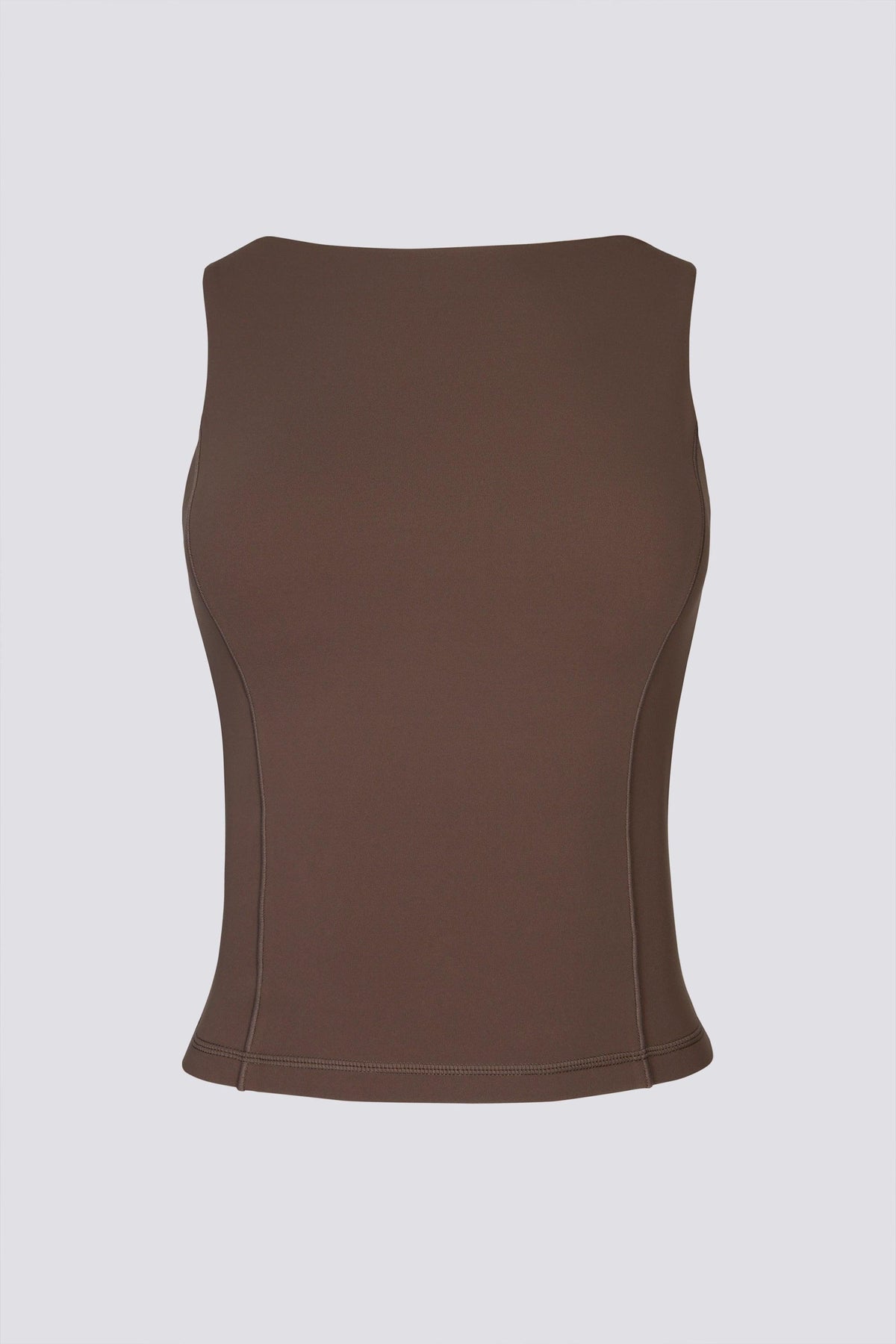 Soft Active Boat-neck Open-back Tank Top In Cocoa