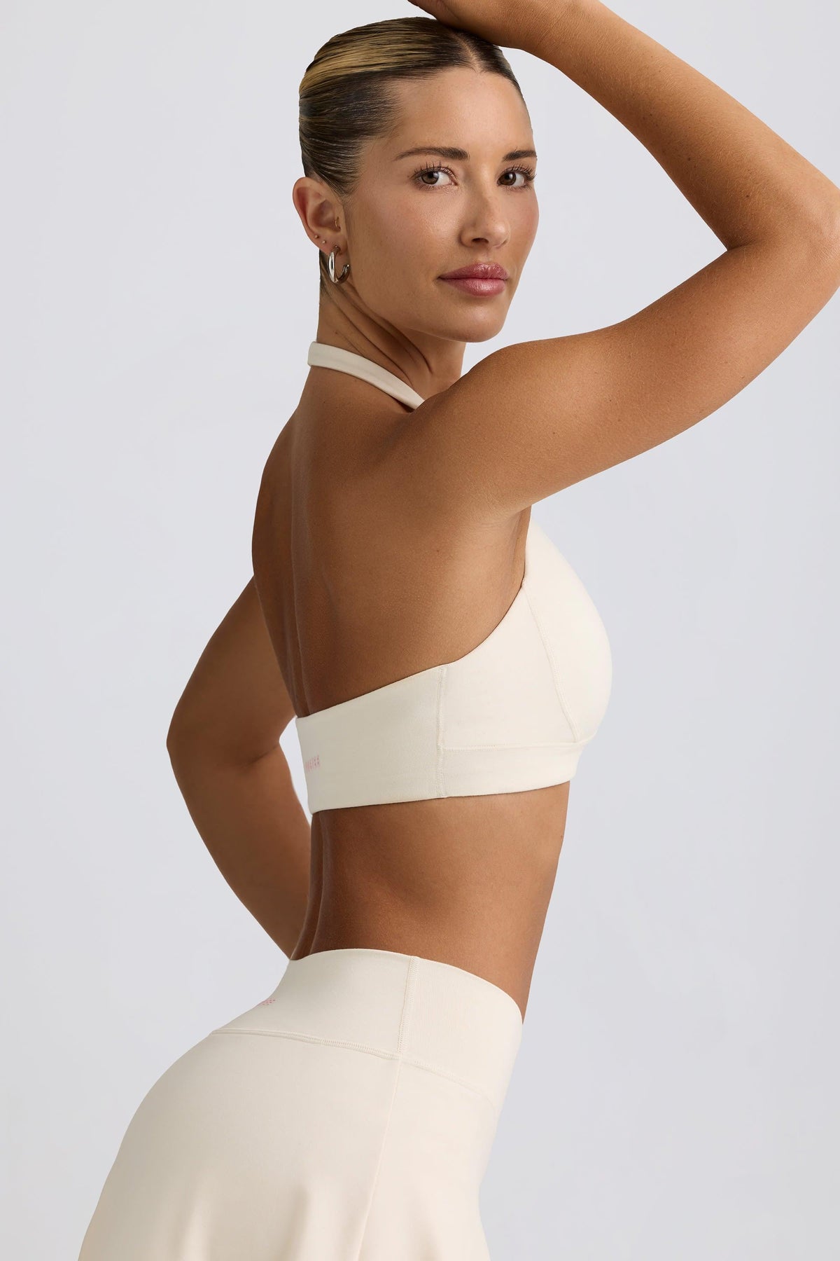 Brushed Jersey V-neck Sports Bra In Vanilla