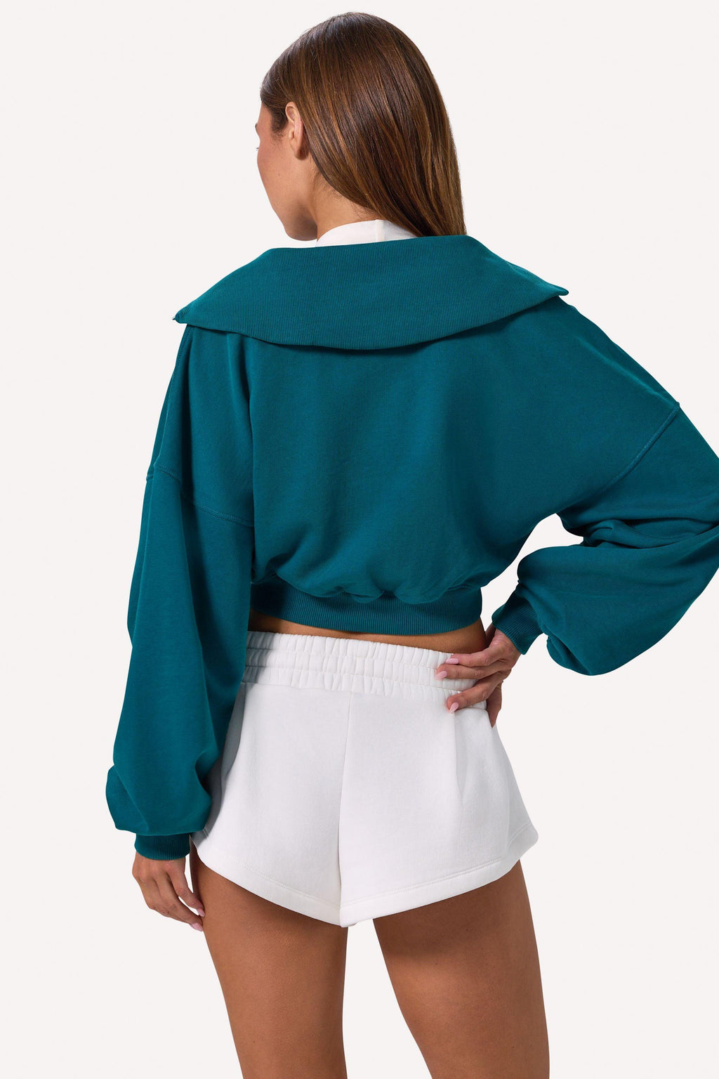 เสื้อสเวตเตอร์ตัดแต่งซิปสี่สีน้ำเงิน