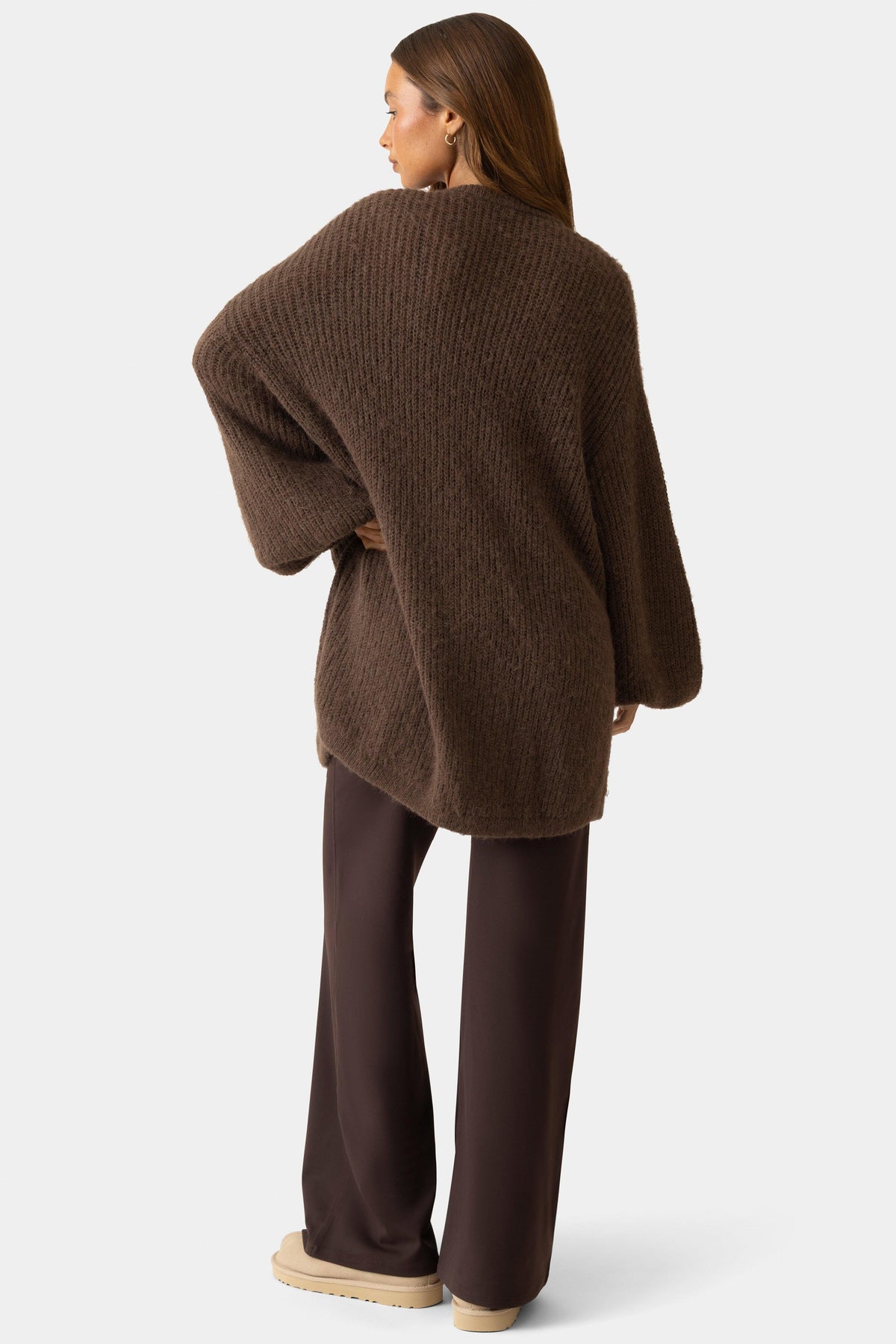 Soft Knit Cardigan In Espresso