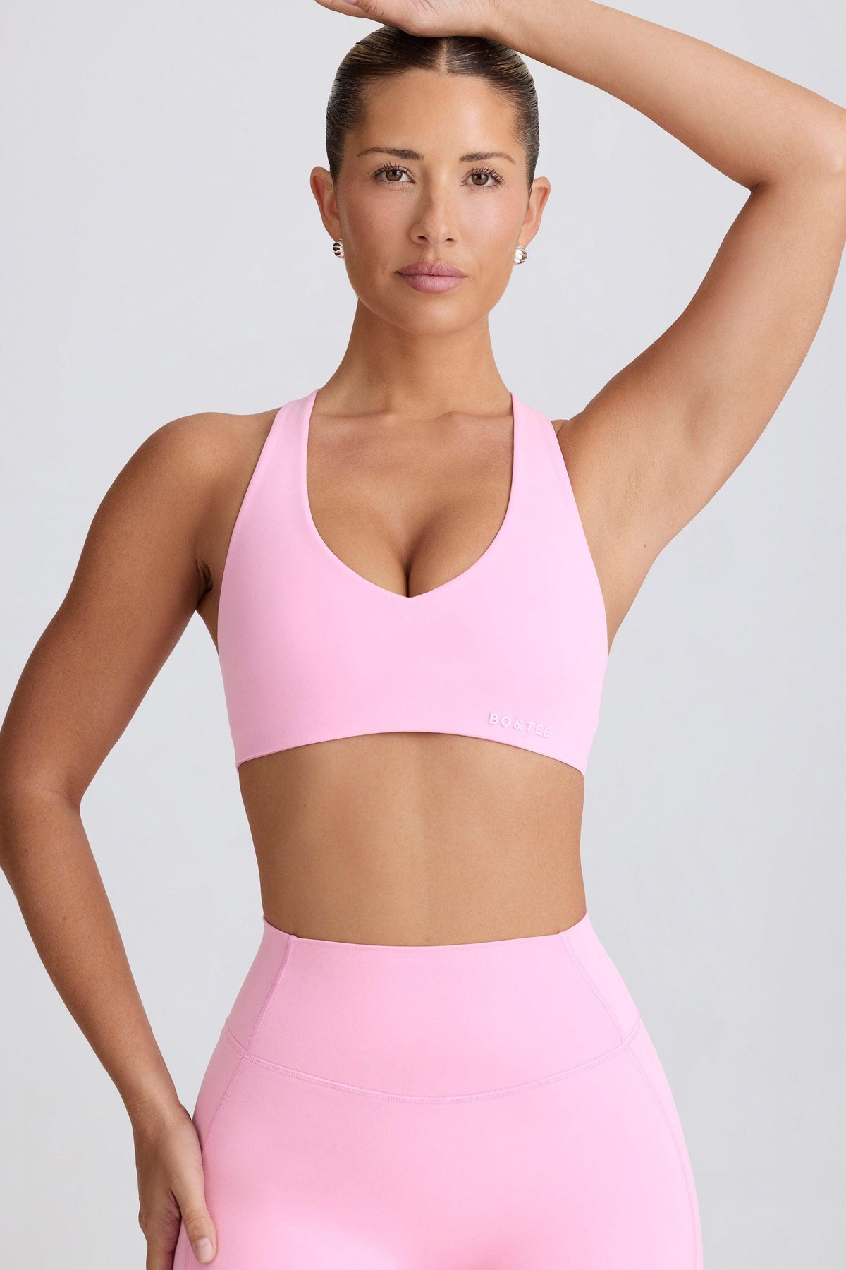 Soft Active V-neck Sports Bra In Baby Pink