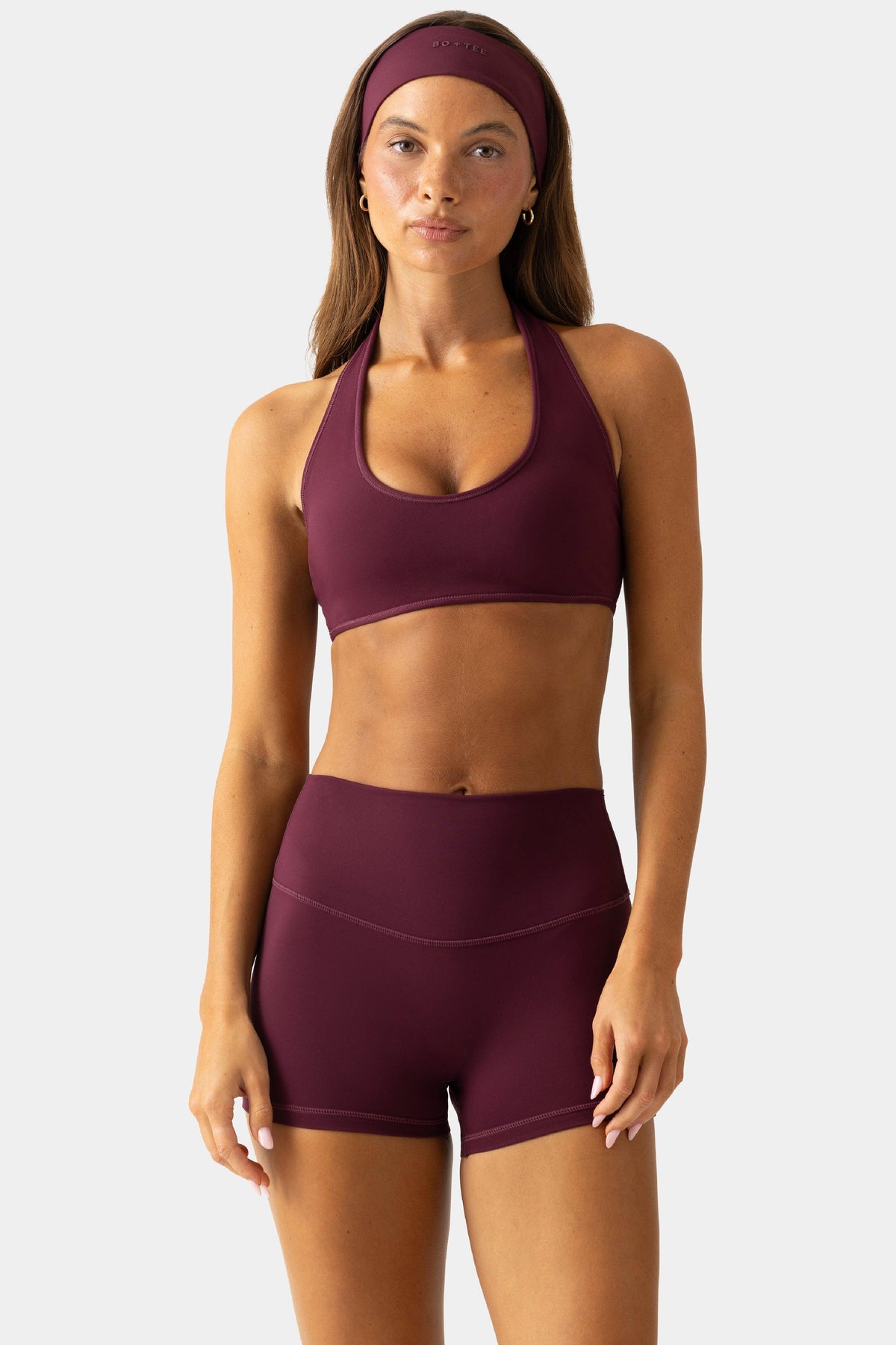 Soft Active Mini Shorts In Burgundy