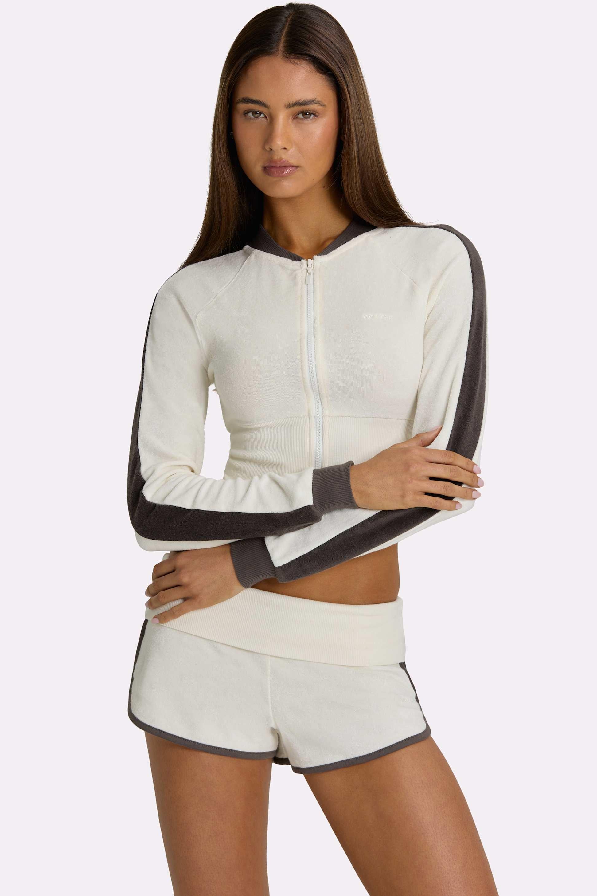 Terry Zip-up Jacket In Coconut