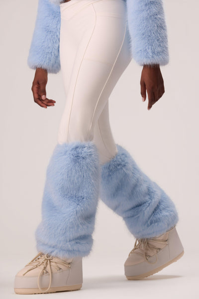 Faux Fur Boot Covers In Powder Blue