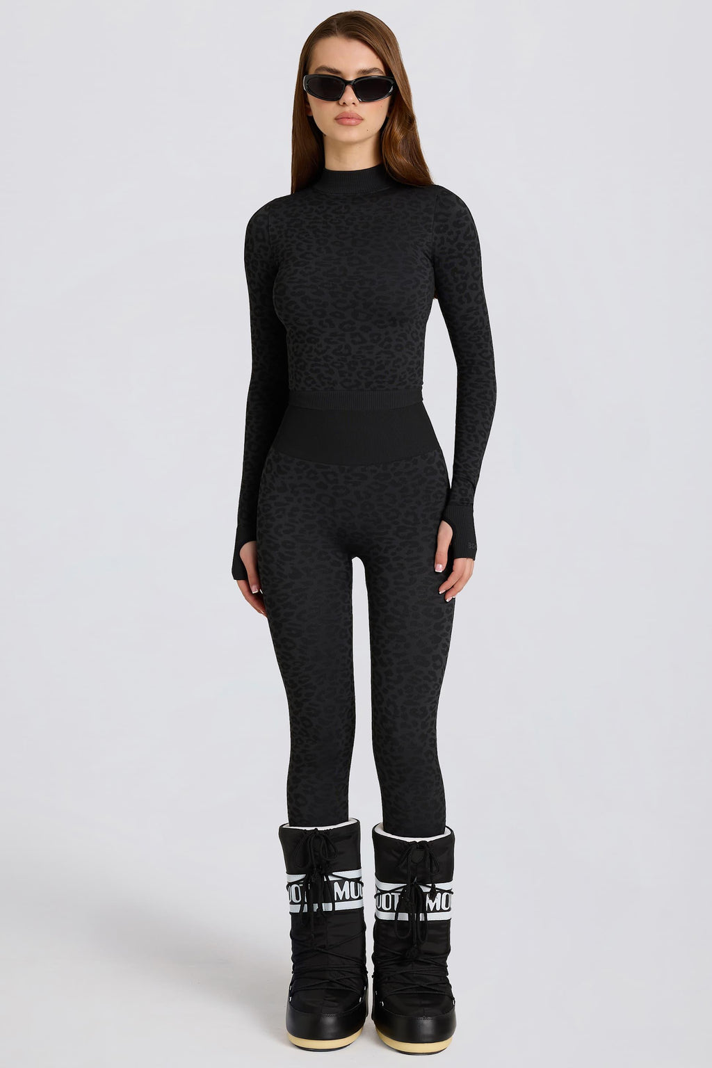 Thermal Base-layer Leggings In Black Leopard