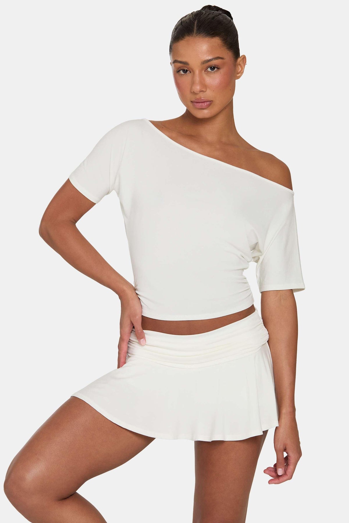 Buttercloud™ Slouchy Off-shoulder Top In Coconut