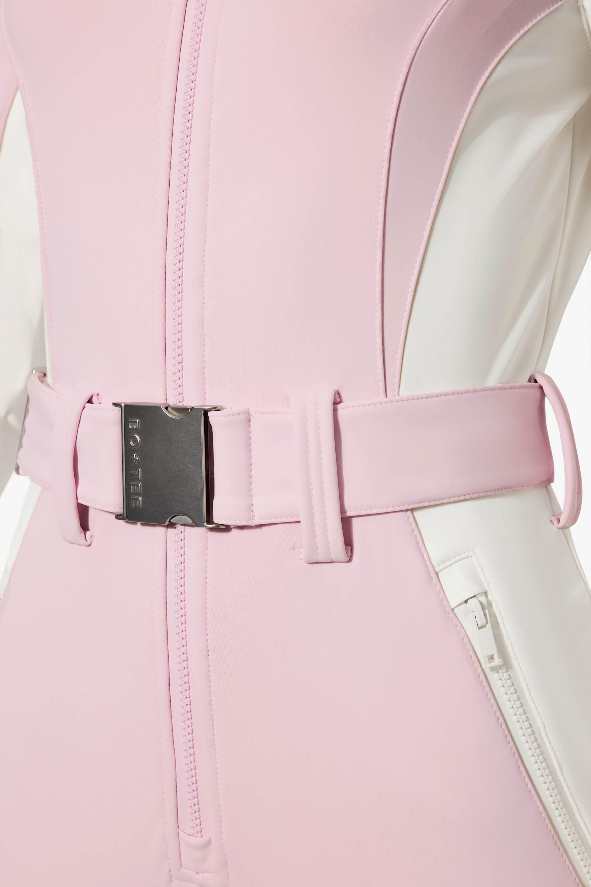 Waterproof Hooded Fitted Ski Suit In Powder Pink