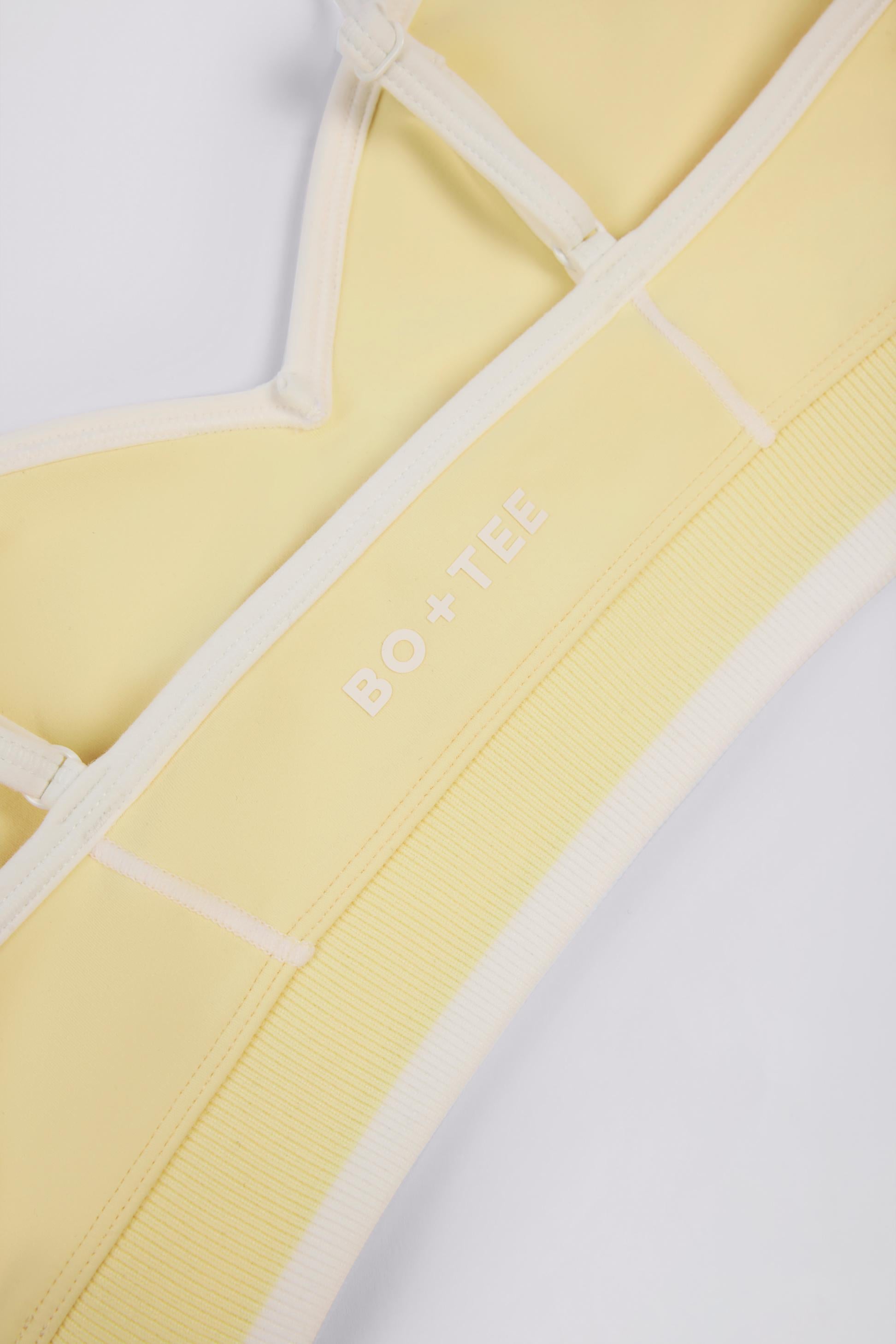 Soft Active Sweetheart-neck Contrast Sports Bra In Lemon