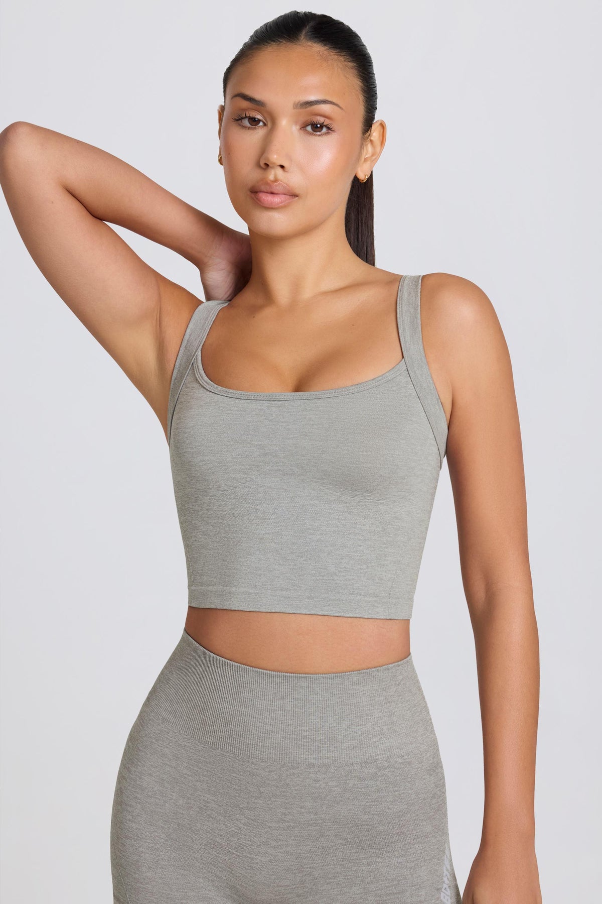 Super Sculpt Seamless Longline Camisole Top In Grey Marl