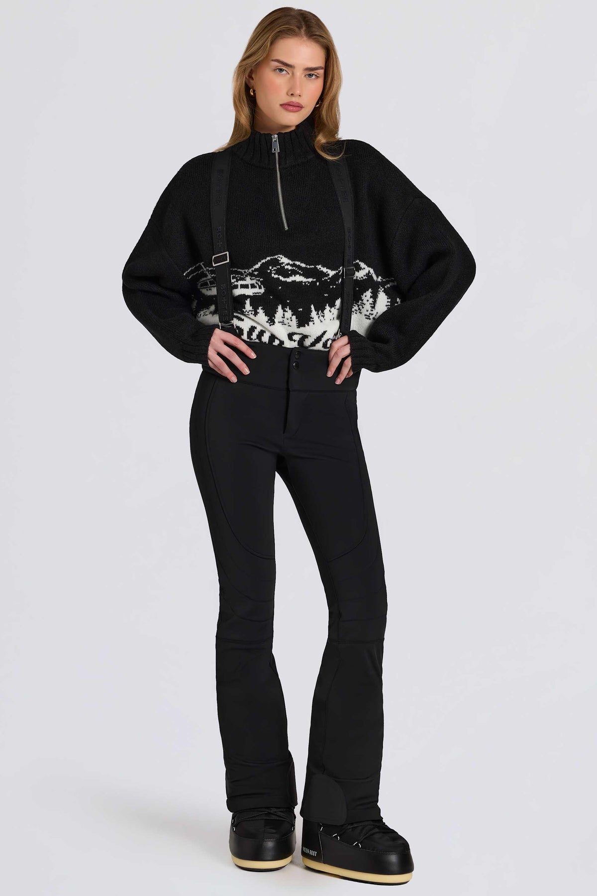 Waterproof High-rise Salopettes With Suspenders In Black