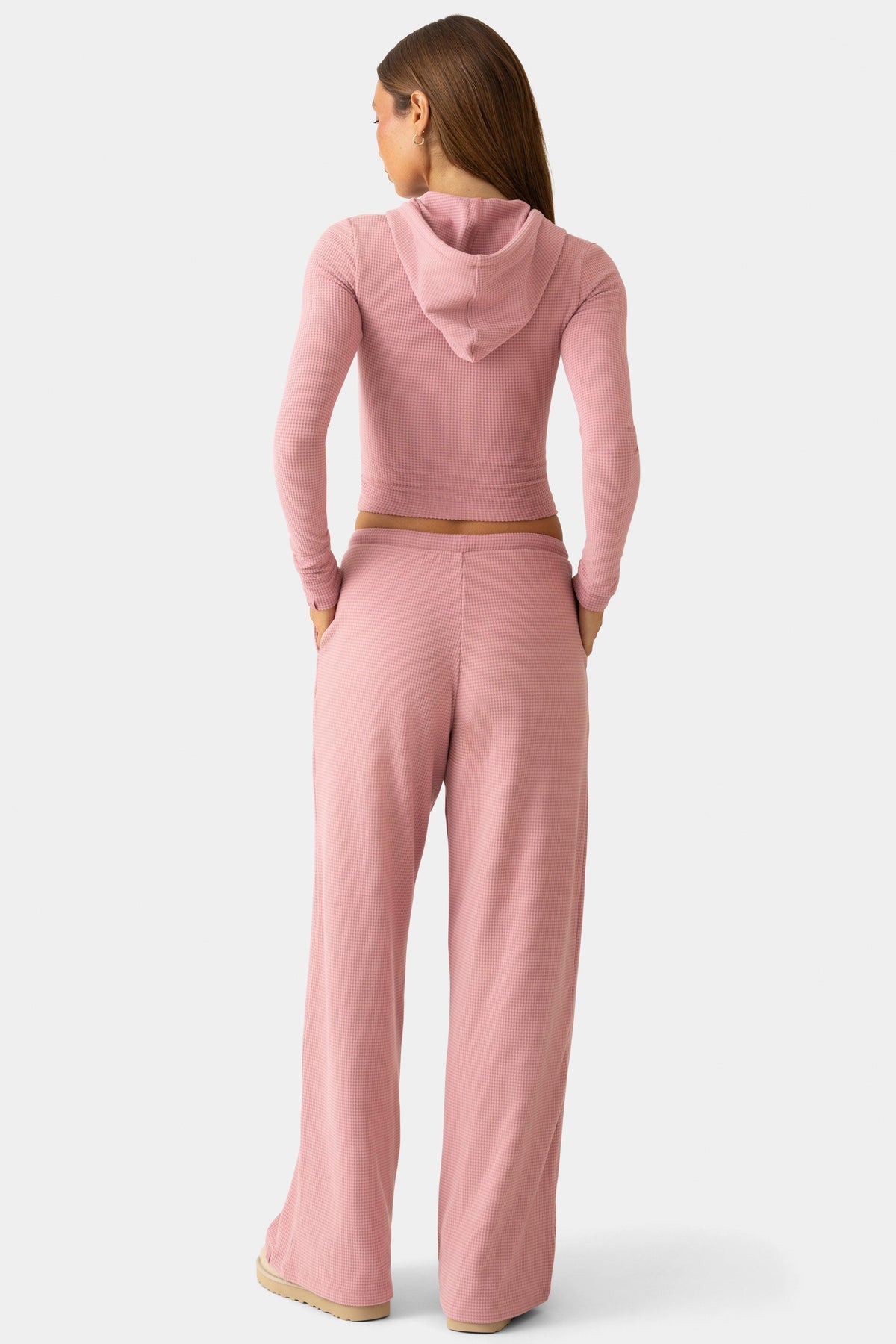 Ribbed Jersey Low-rise Trousers In Mauve