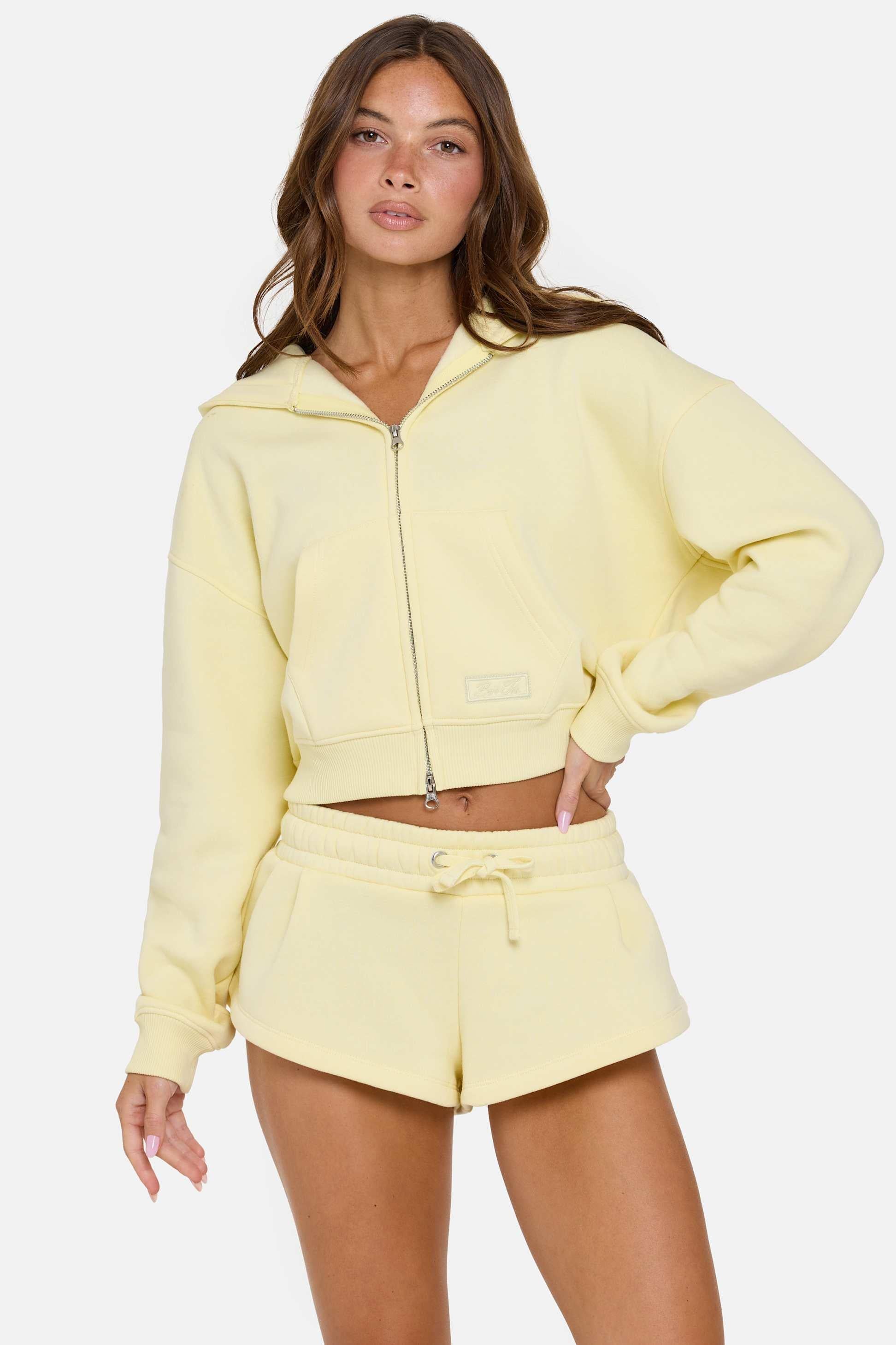 Oversized Zip-up Hoodie In Buttercream
