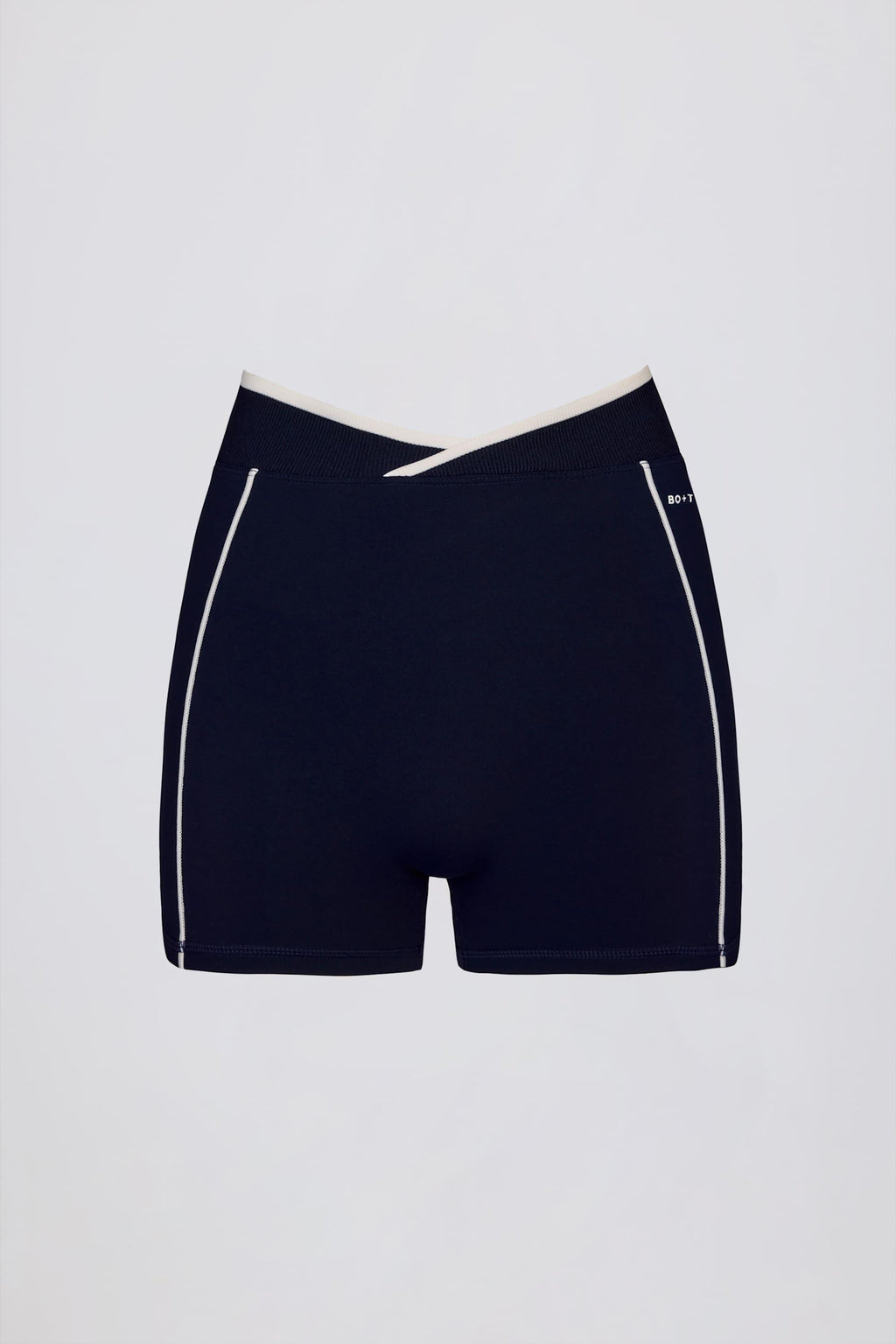 Soft Active Wrapover Contrast Mini Shorts In Classic Navy